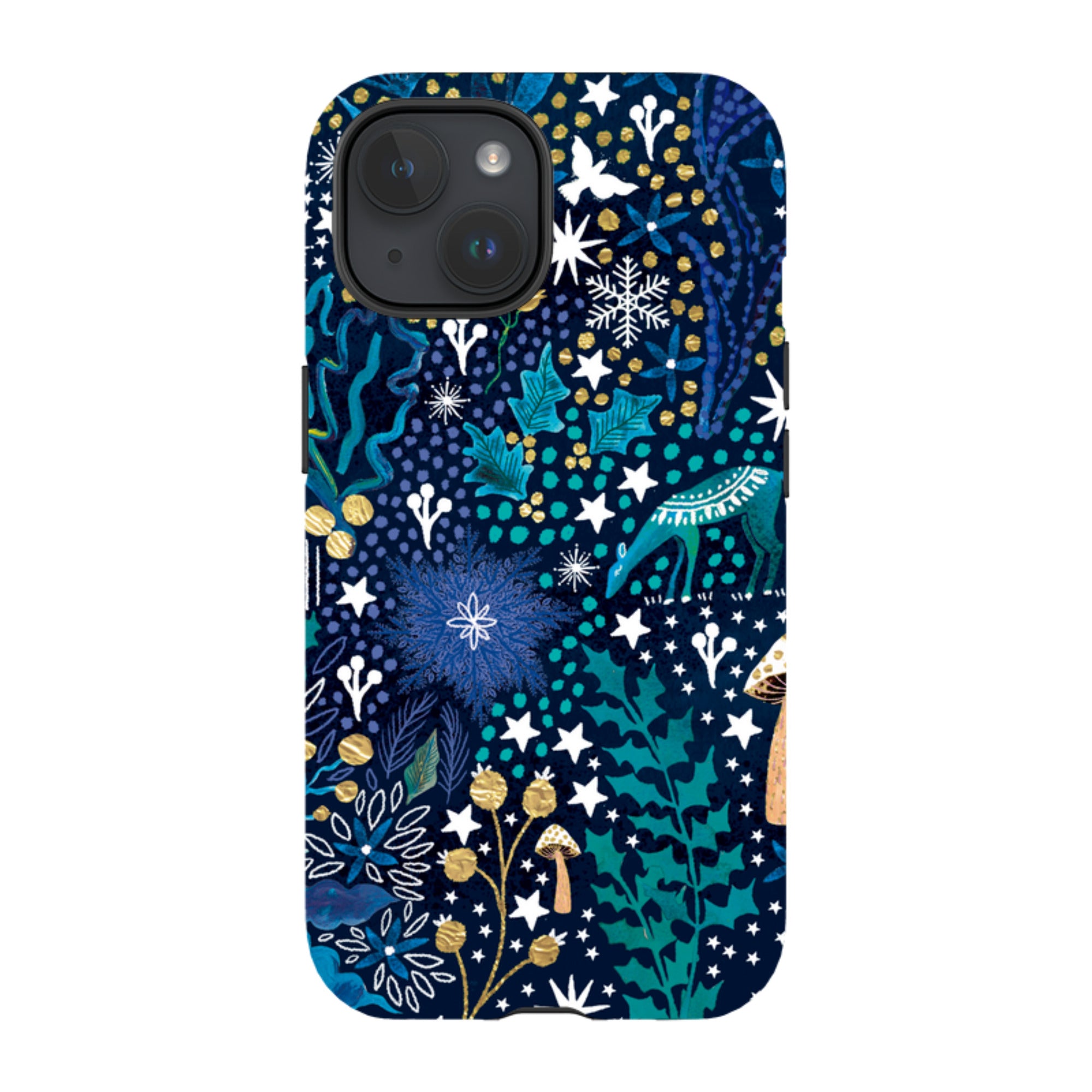 iPhone Tough Case - Winter Flowers Teal By Emma Frances Grant