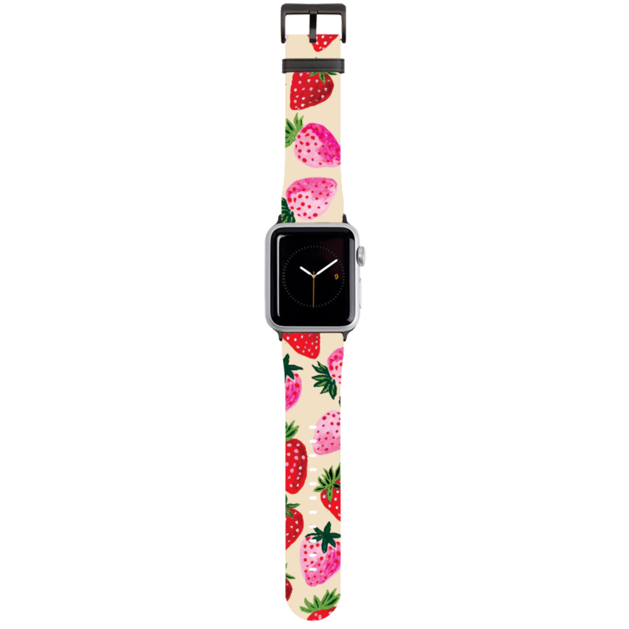 Strawberry Scatter Cream Apple Watch Strap By Emma Frances Grant
