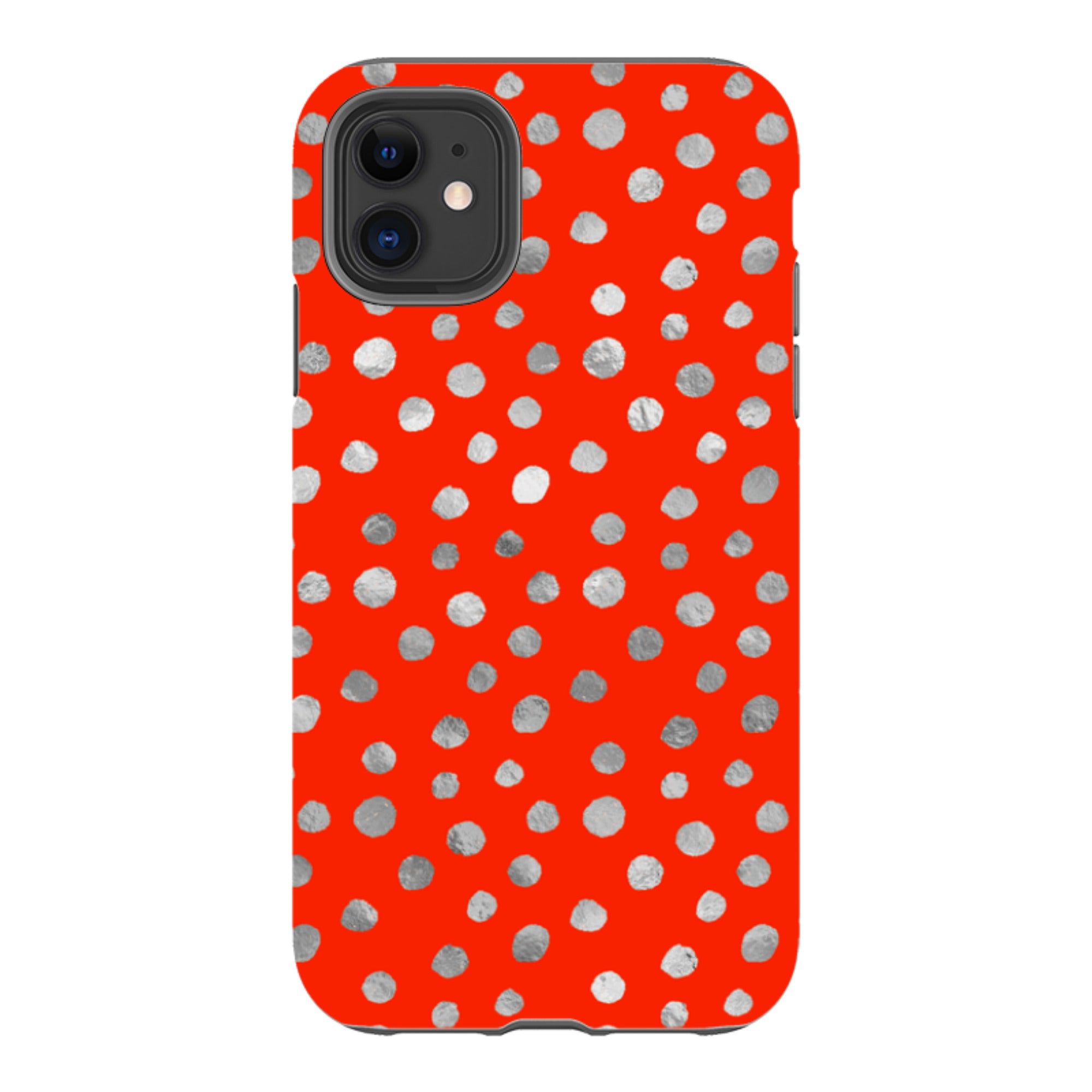 iPhone Tough Case - Red and Silver Dots