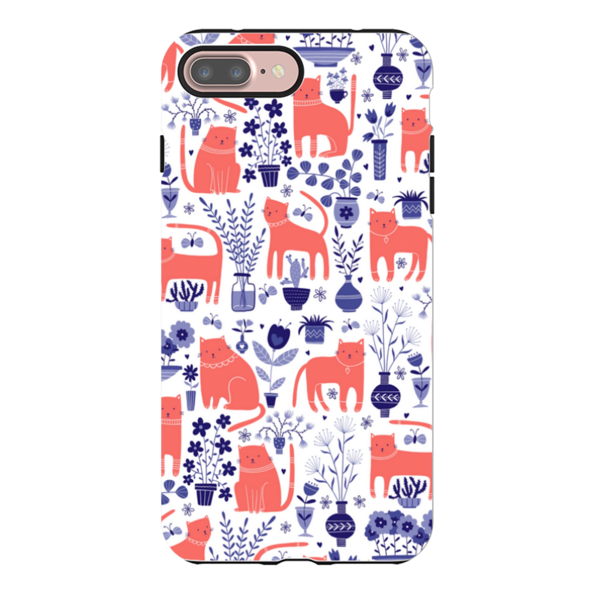 iPhone Tough Case - Coral Cats By Suzy Taylor