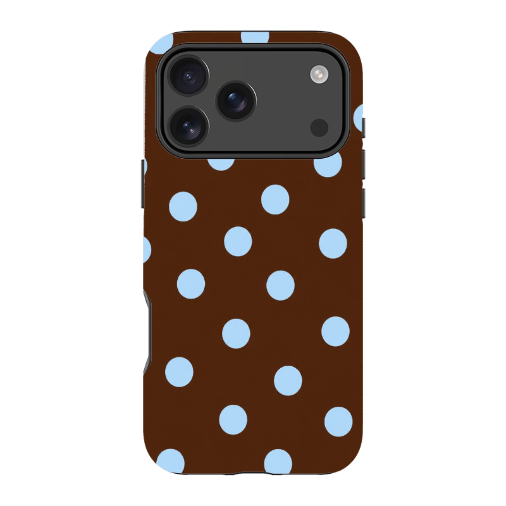 iPhone MagSafe Tough Case - Chocolate Brown & Baby Blue Polka Dot