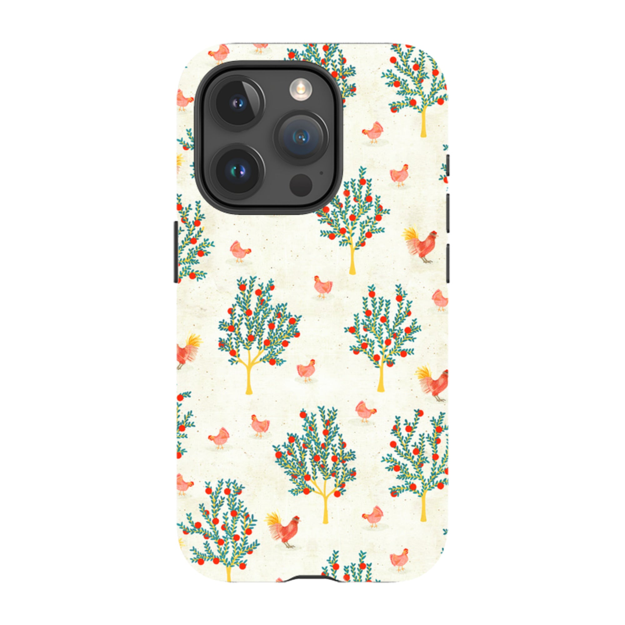 iPhone Tough Case - Apple Trees and Chickens Cream By Katherine Quinn