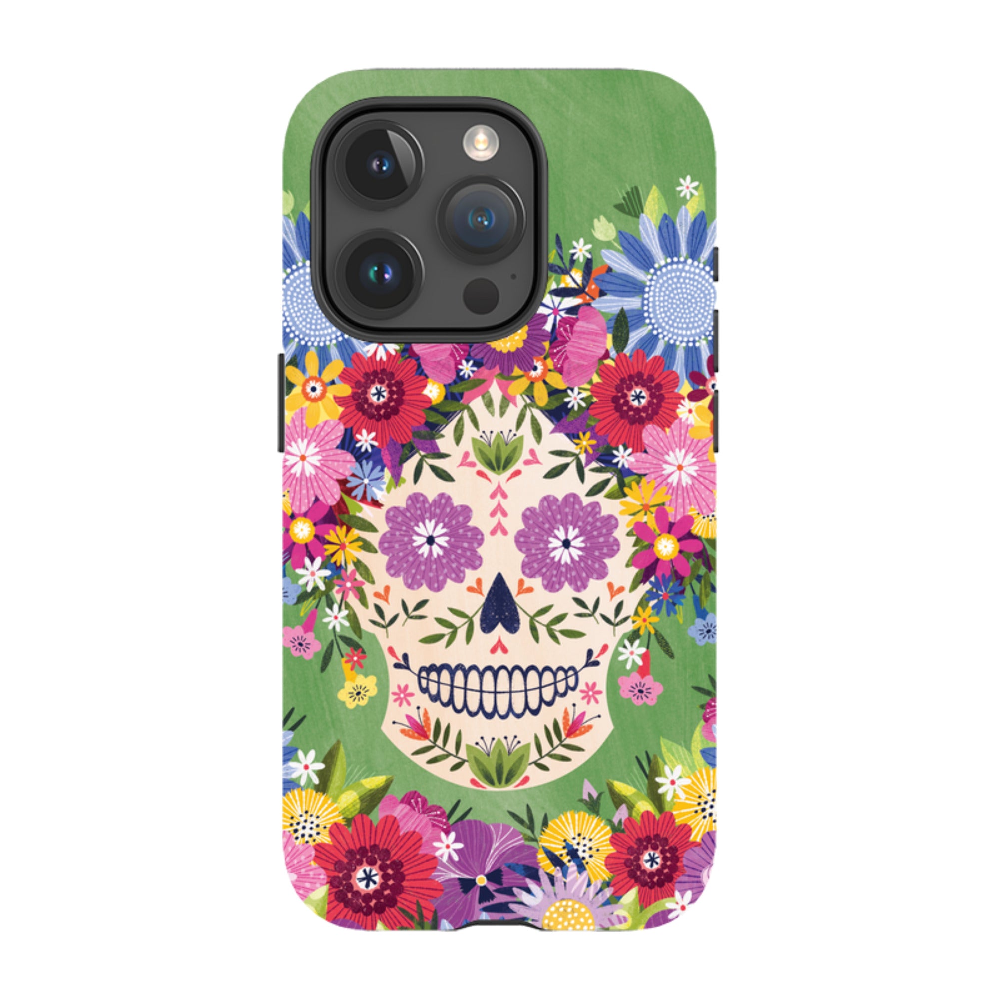 iPhone Tough Case - Sugar Skull Green By Ali Brookes