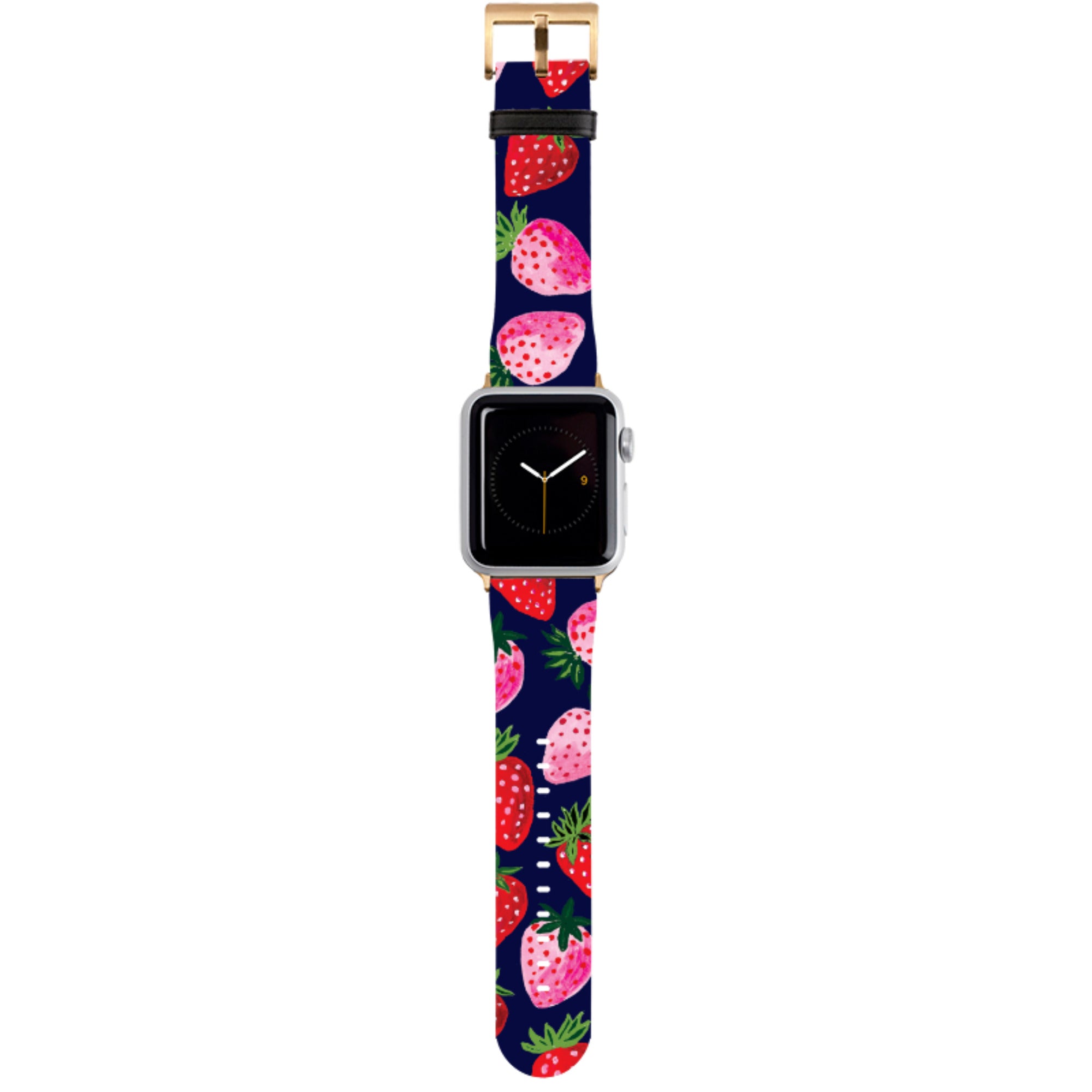 Strawberry Scatter Navy Apple Watch Strap By Emma Frances Grant