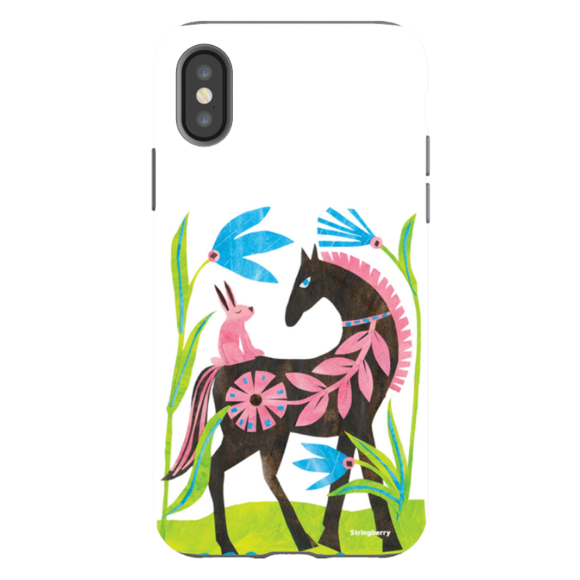 iPhone Tough Case - Folk Horse And Bunny By Tracey English