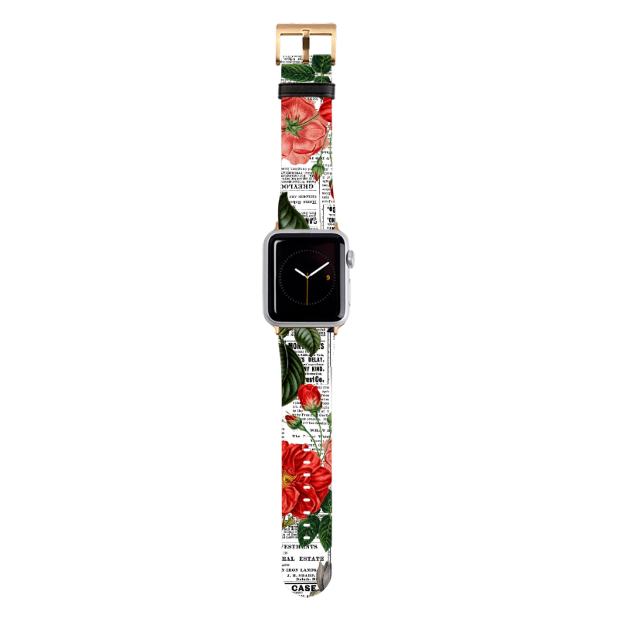 Floral Newsprint Apple Watch Strap