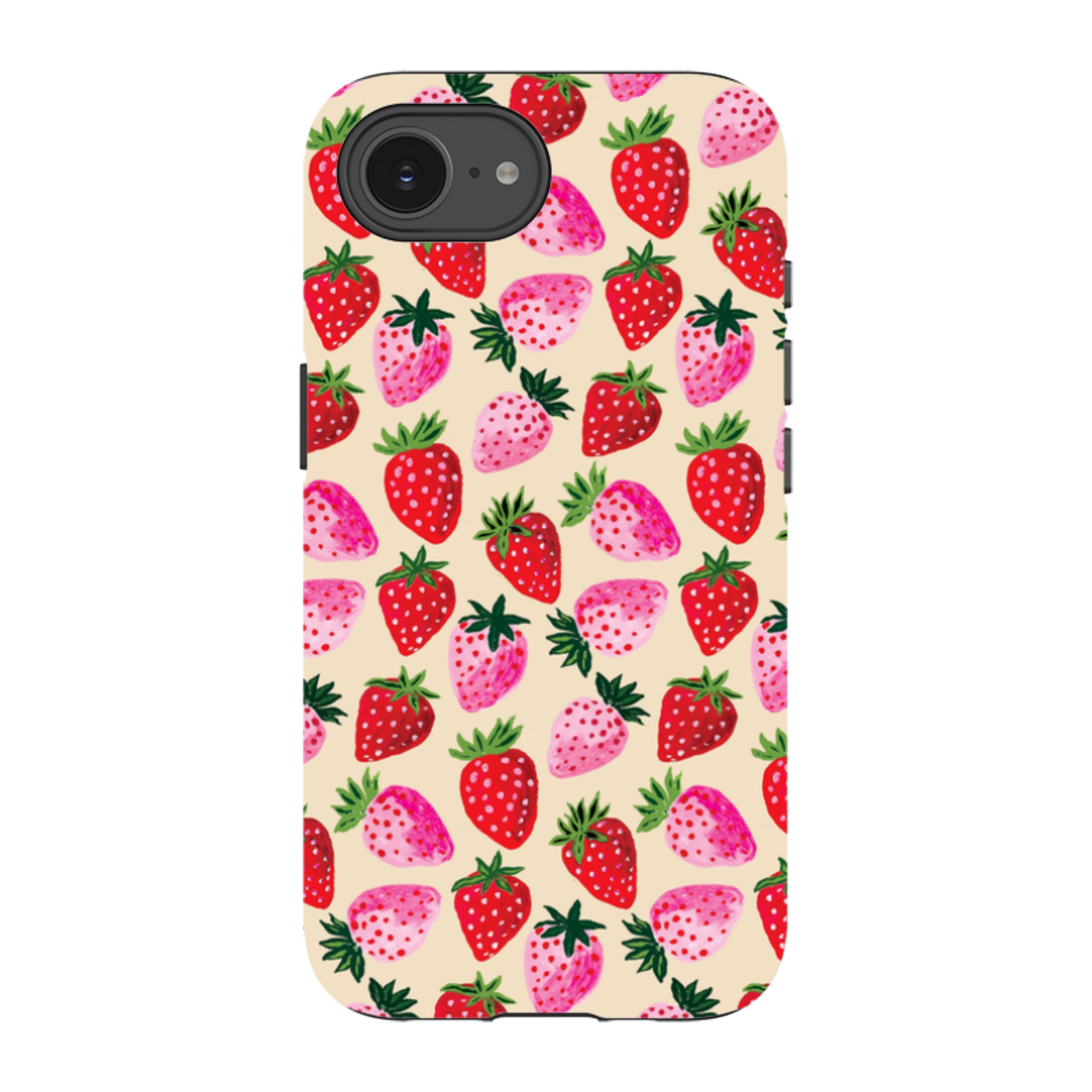 iPhone Tough Case - Strawberry Scatter Cream By Emma Frances Grant