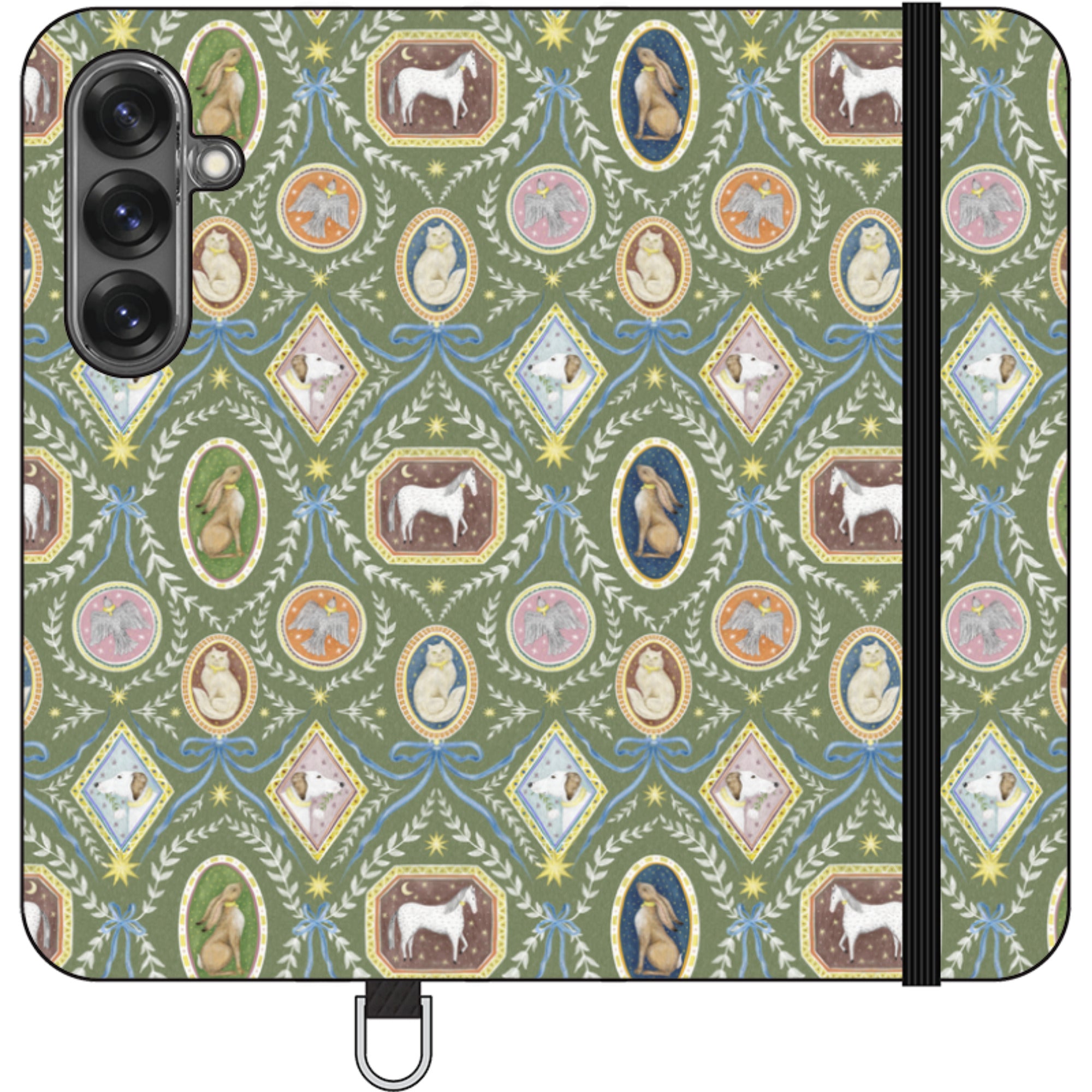 Charleston Moss Green Wallet Case By Catherine Rowe