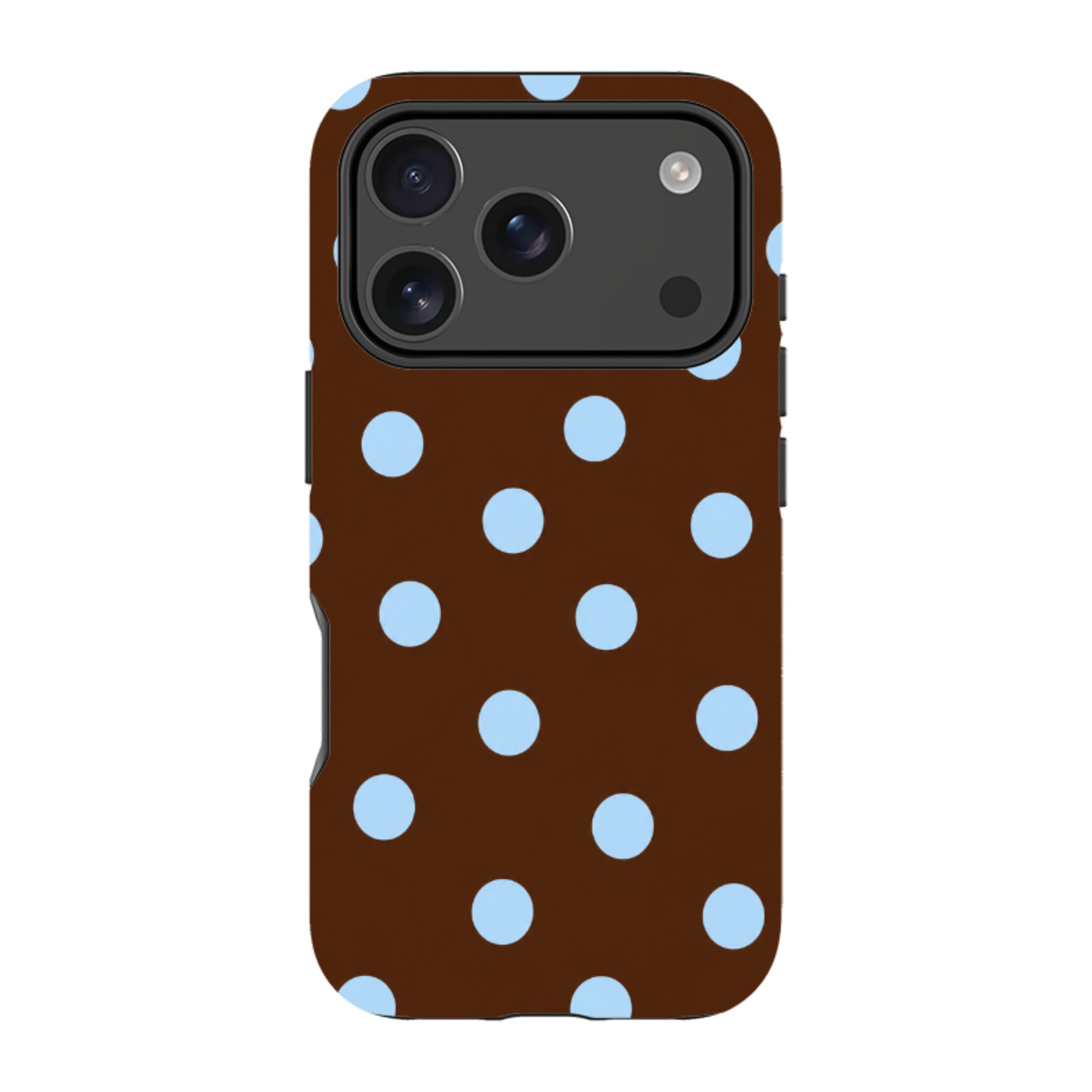 iPhone MagSafe Tough Case - Chocolate Brown & Baby Blue Polka Dot