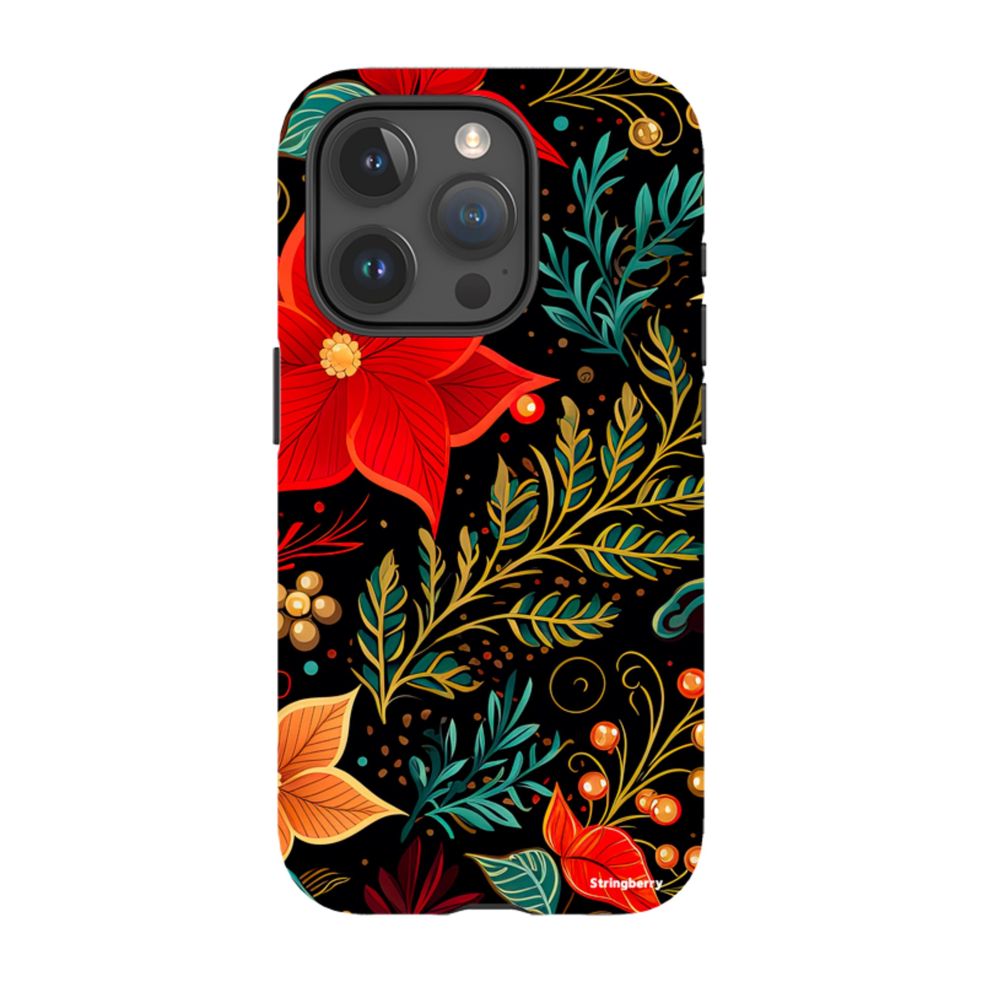 iPhone Tough Case - Red Winter Floral II