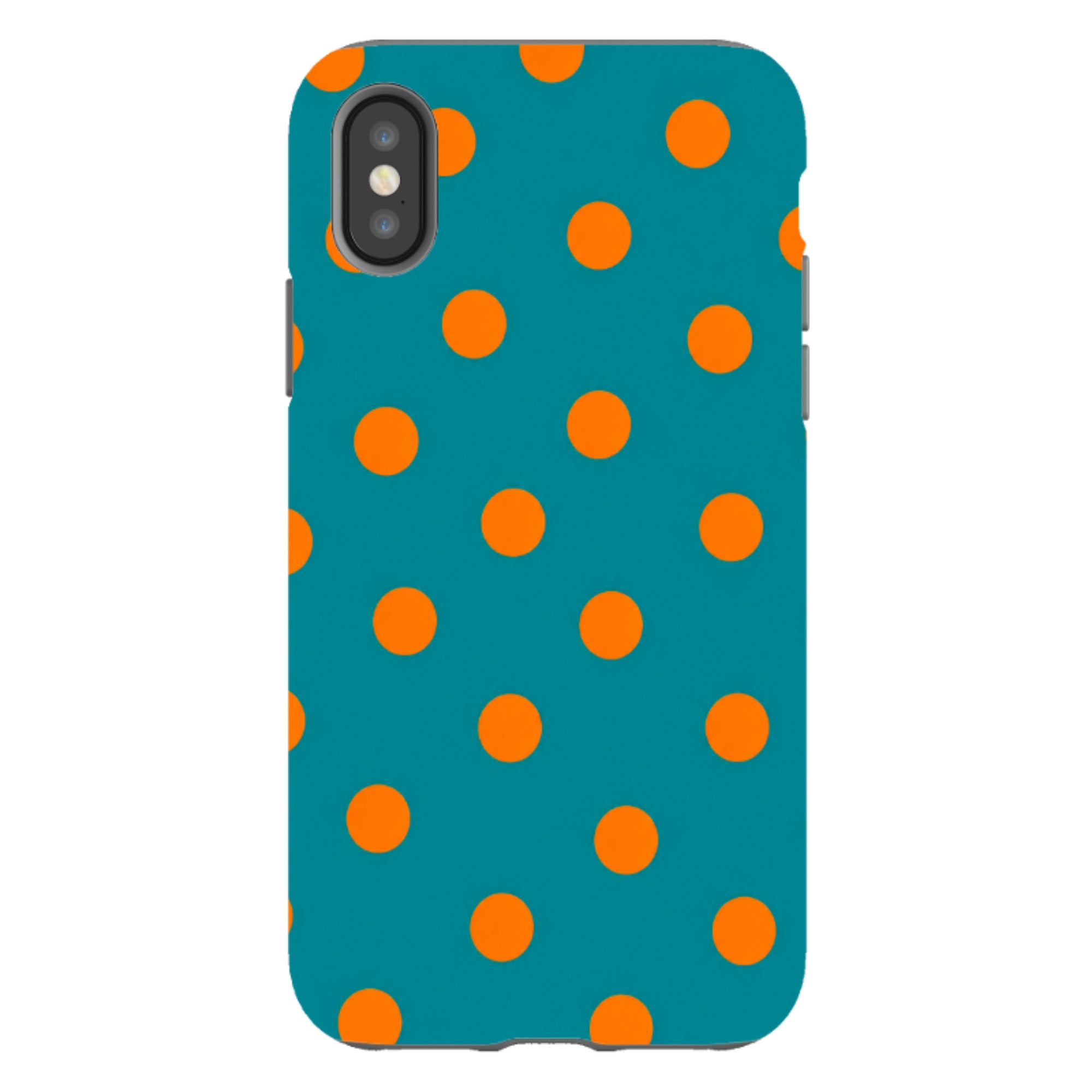 iPhone Tough Case - Teal & Orange Polka Dot