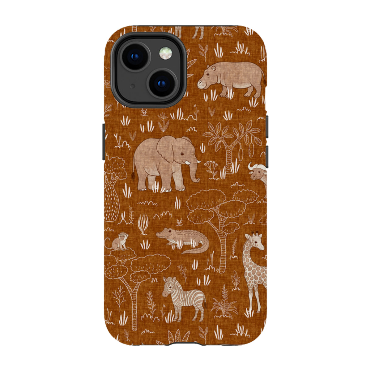 iPhone Tough Case - Savanna Wildlife - Rust By Katherine Quinn