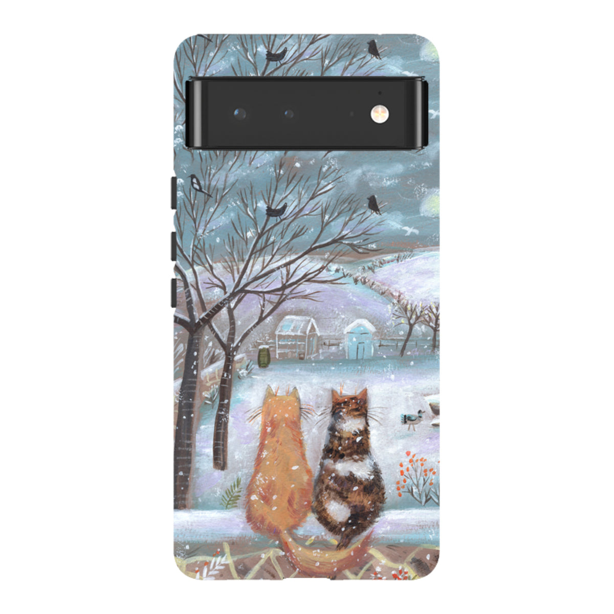 Google Tough Case - Winter Cottage Cats By Mary Stubberfield