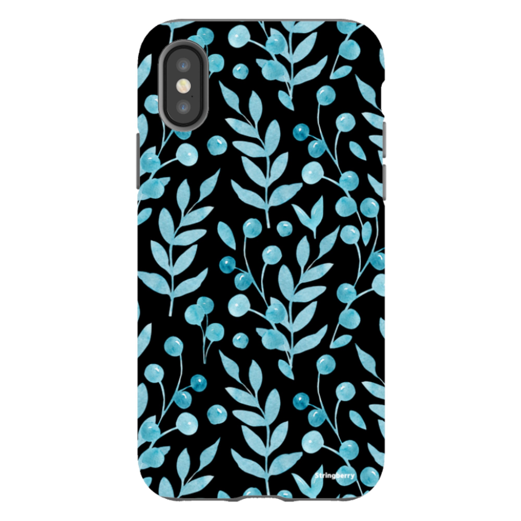 iPhone Tough Case - Blue Xmas Florals