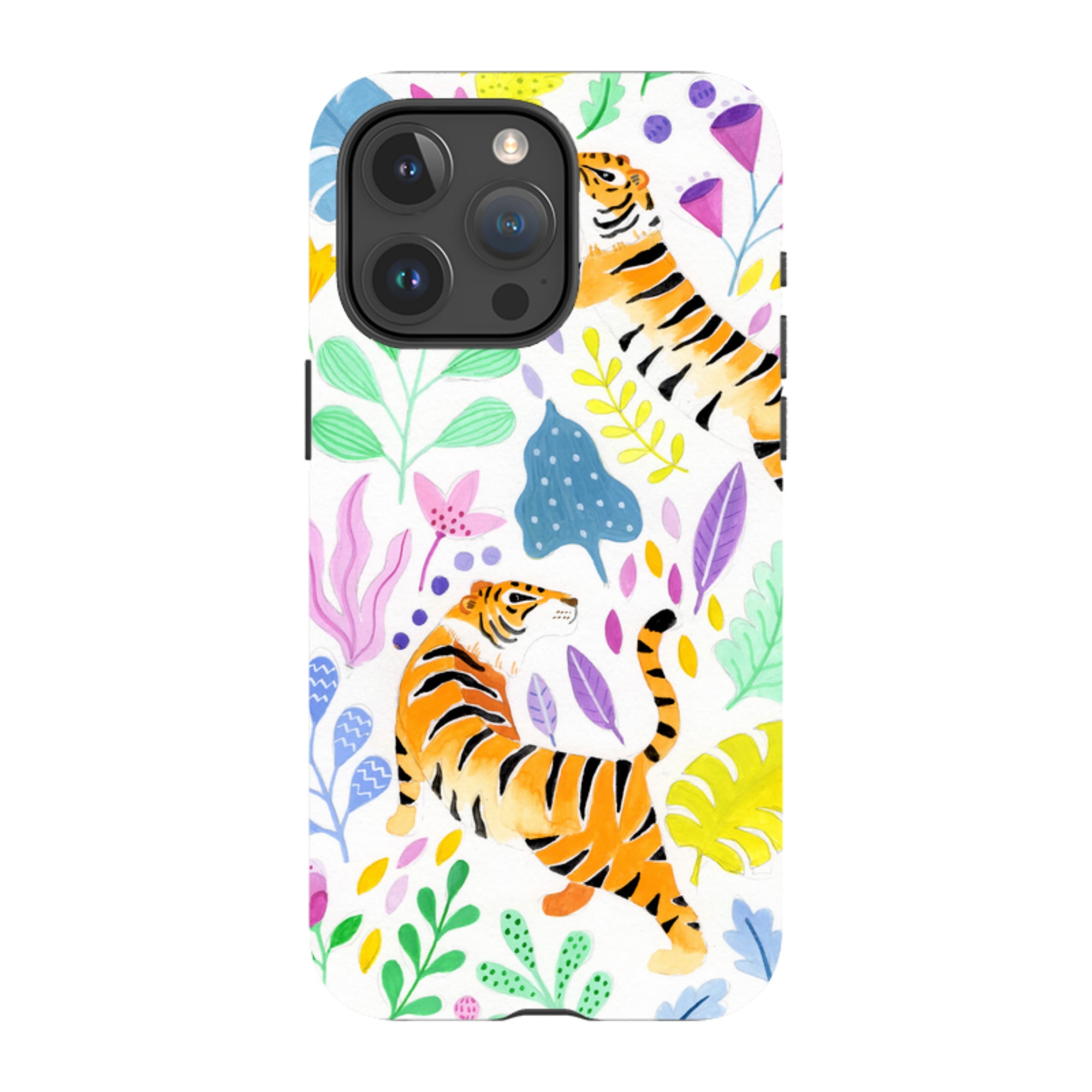 iPhone Tough Case - Tigers And Flowers By Bex Parkin