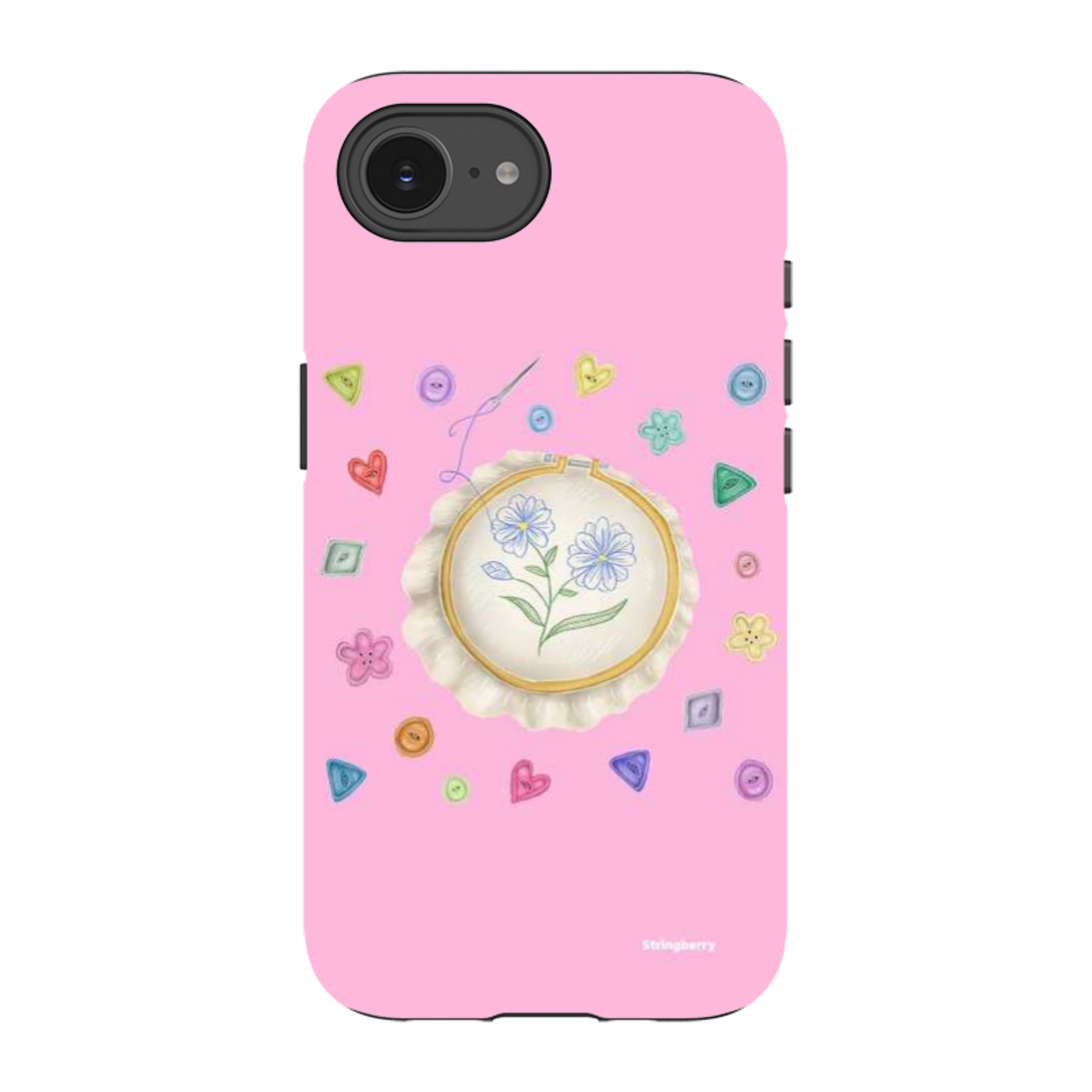 iPhone Tough Case - Flower Buttons Needlework By Catherine Rowe