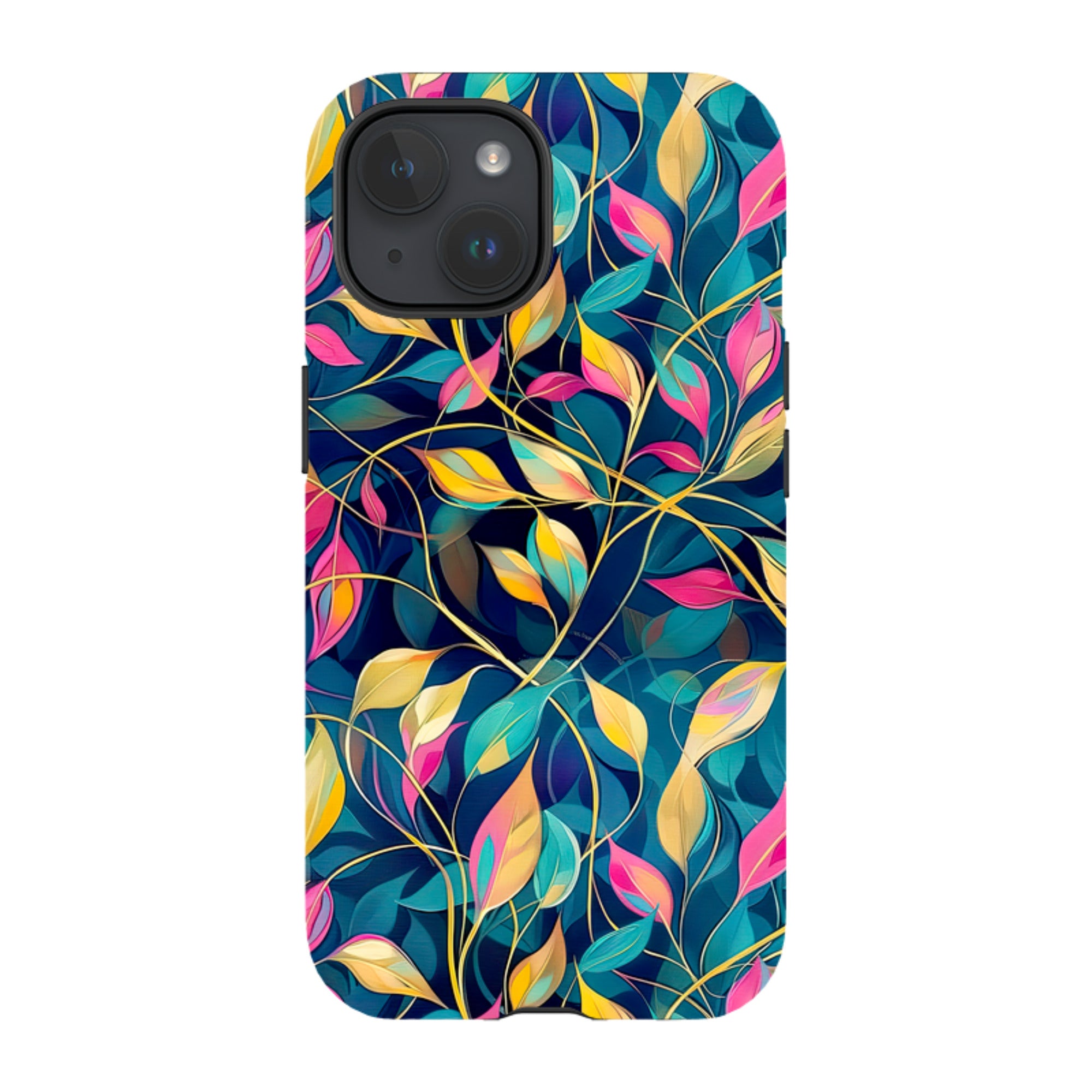 iPhone Case - Pink and Teal Leaves