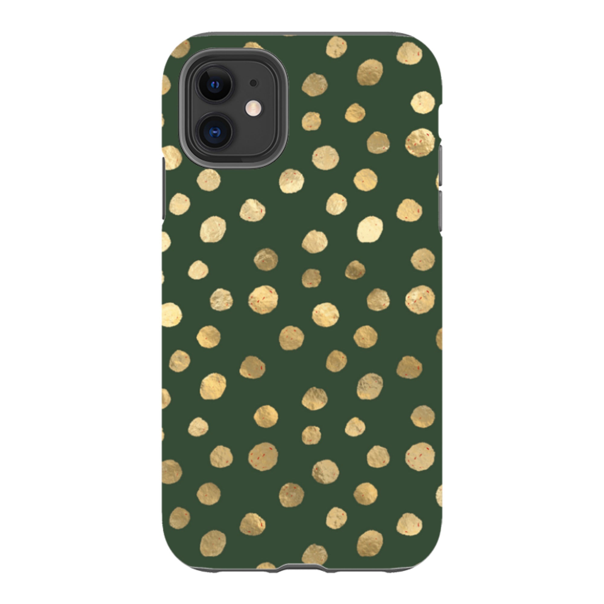 iPhone Tough Case - Green and Gold Dots