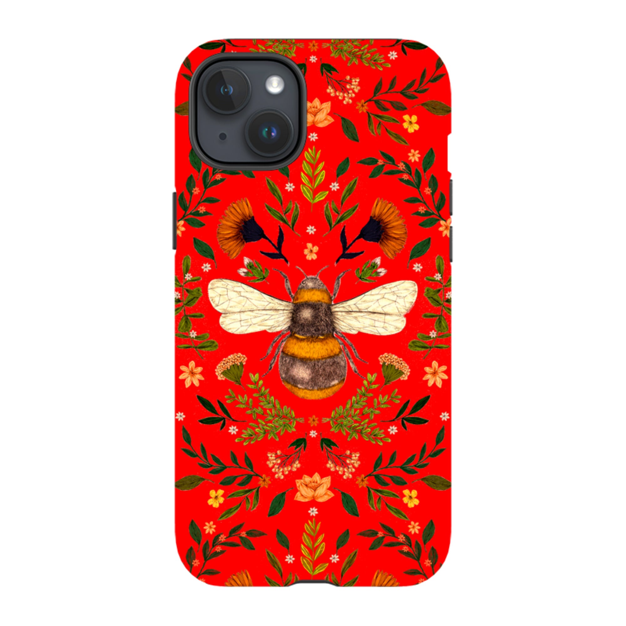 iPhone Tough Case - Botanical Bee Red By Jade Mosinski