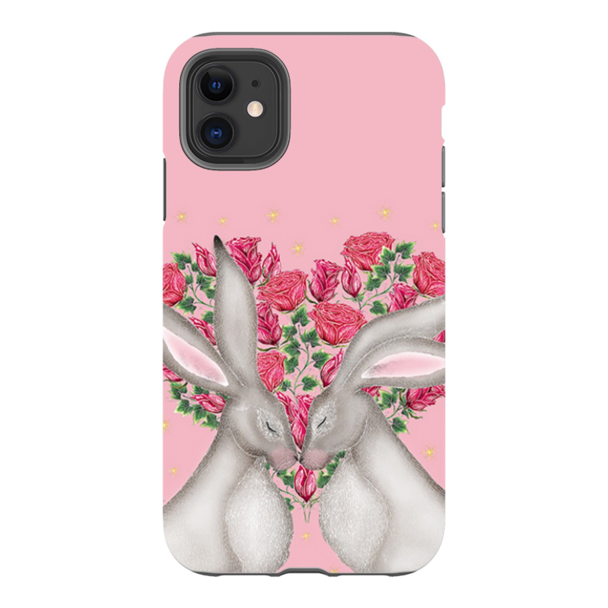 iPhone Tough Case - White Hares Rose Heart By Catherine Rowe