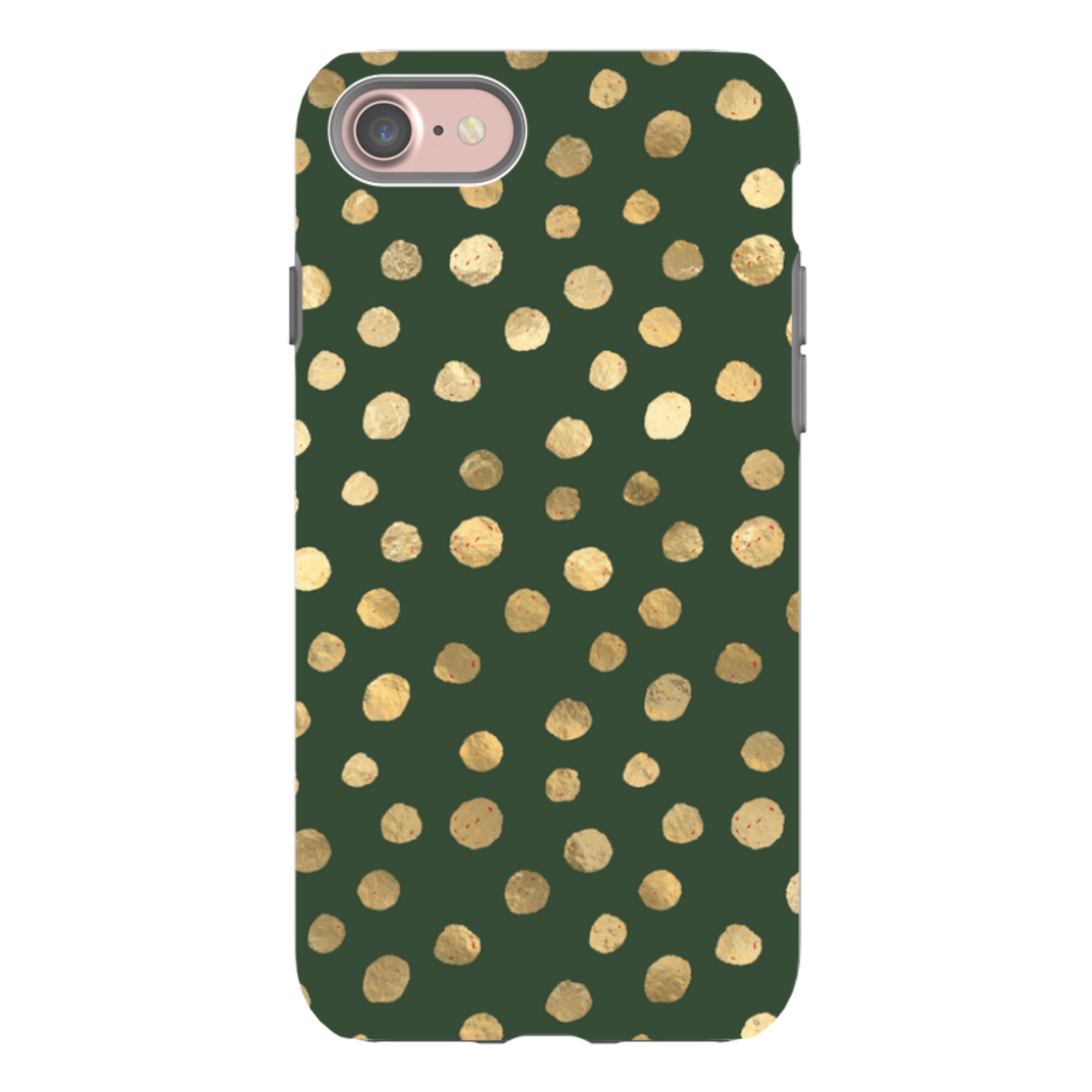 iPhone Tough Case - Green and Gold Dots