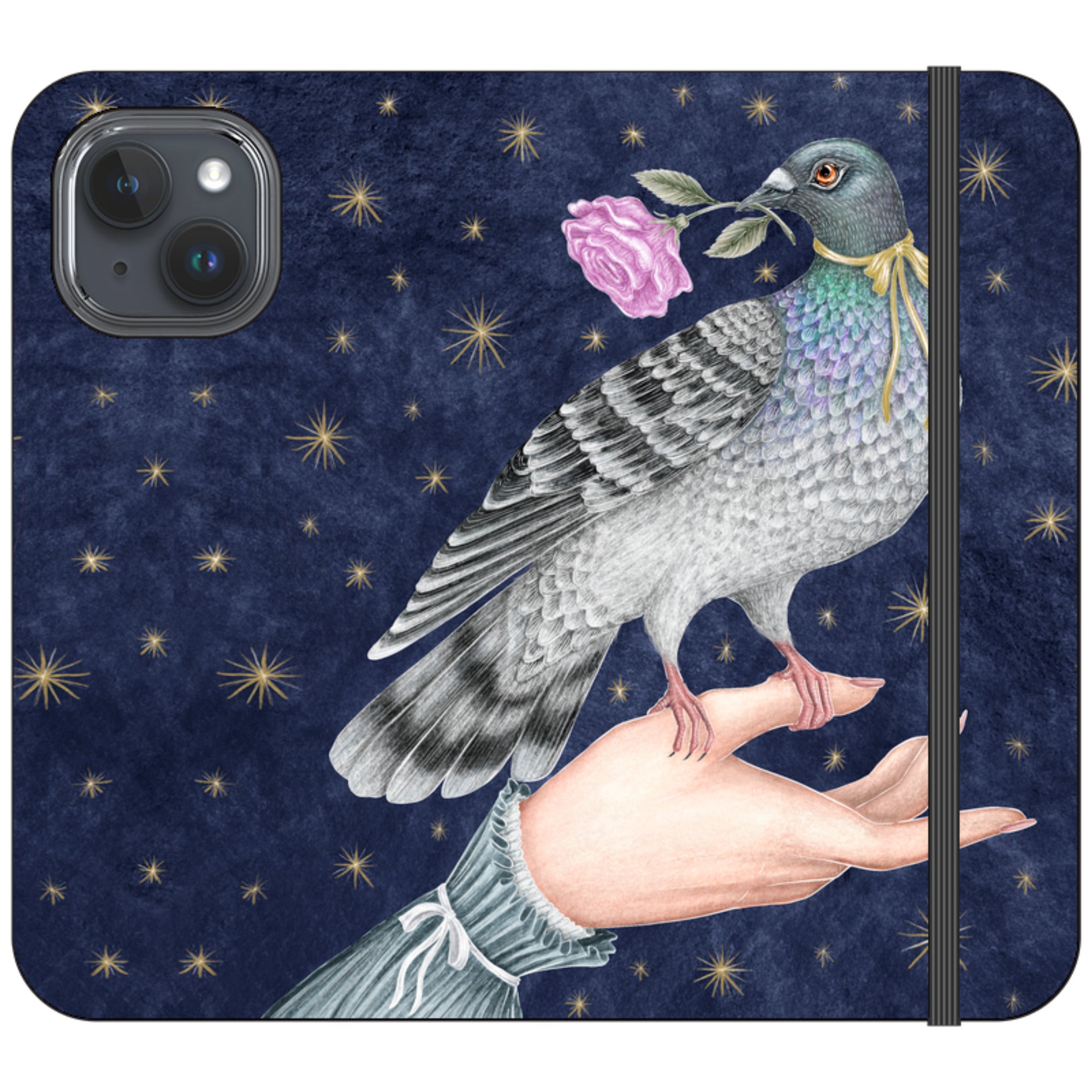 Pigeon With Rose Wallet Case By Catherine Rowe