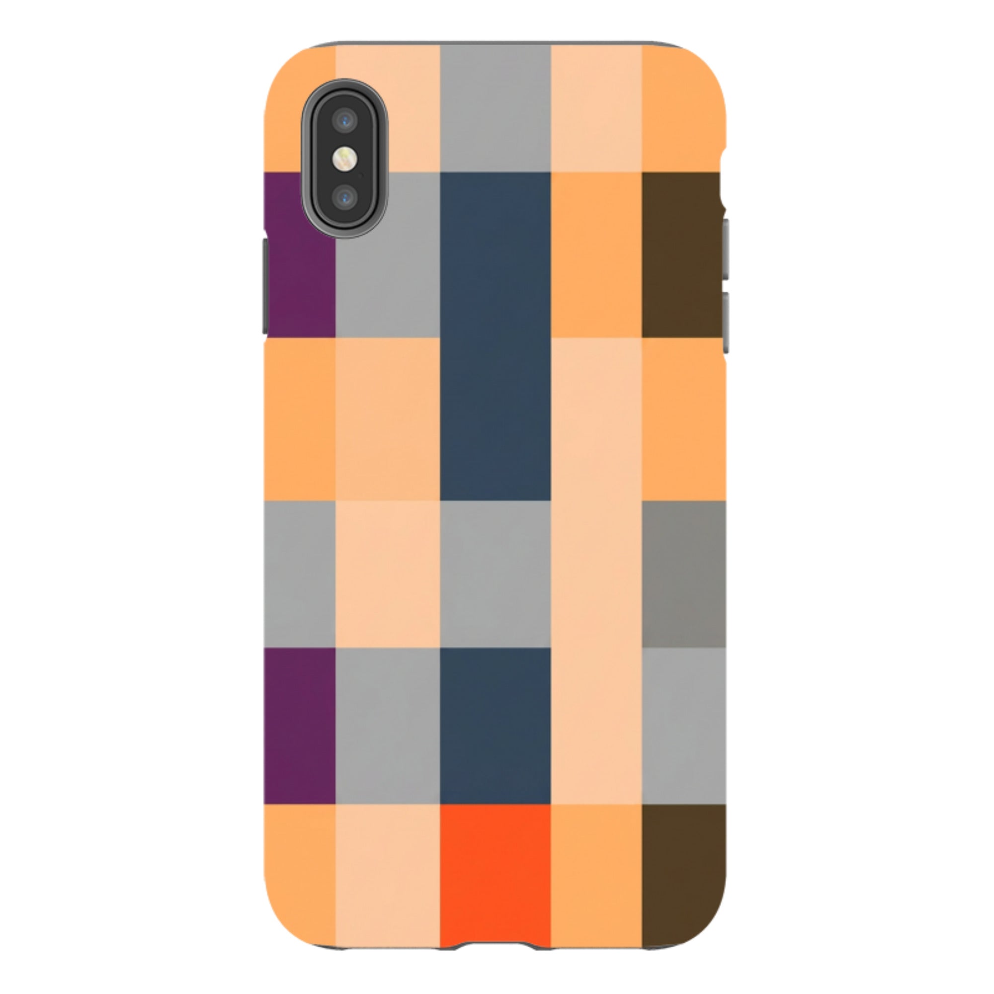 iPhone Tough Case - Orange and Purple Plaid