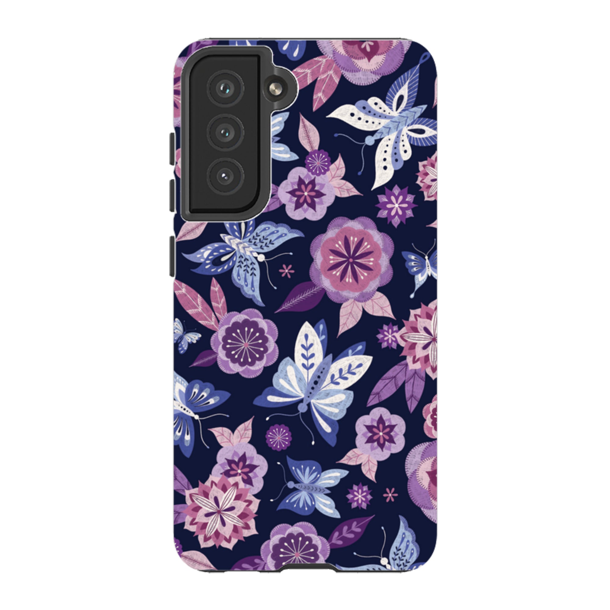 Samsung Tough Case - Butterfly Blooms Navy By Jenny Zemanek