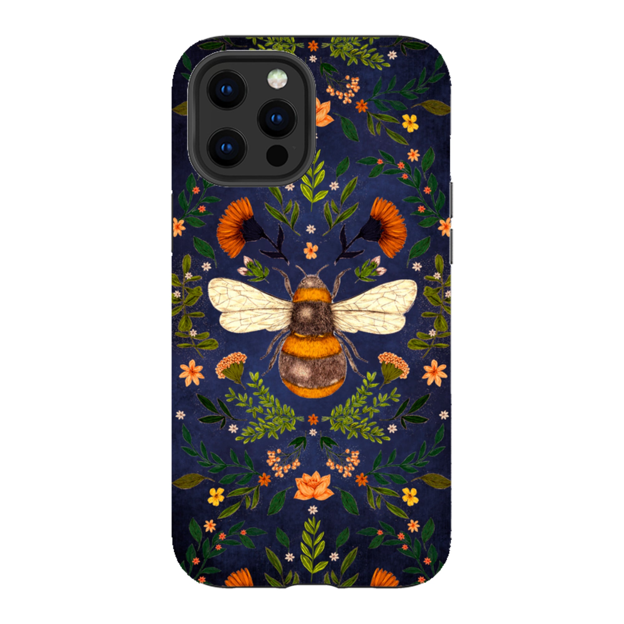 iPhone Tough Case - Botanical Bee Blue By Jade Mosinski