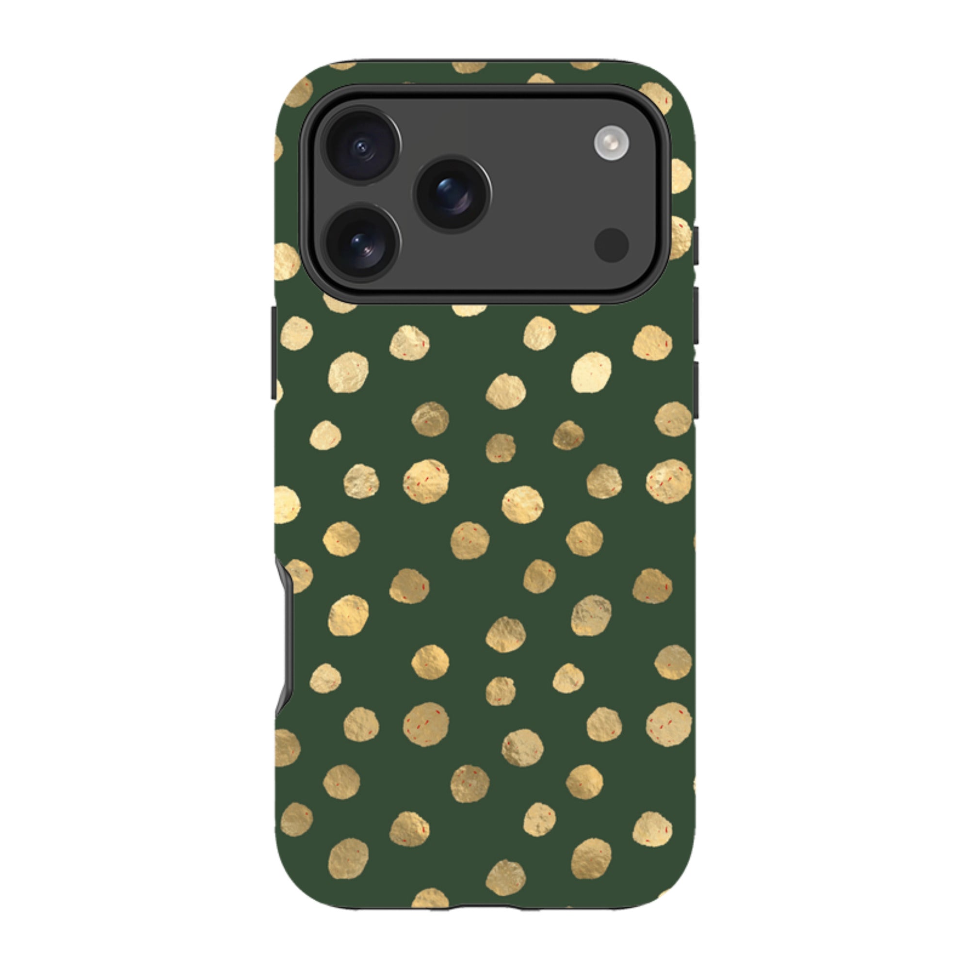 iPhone Tough Case - Green and Gold Dots