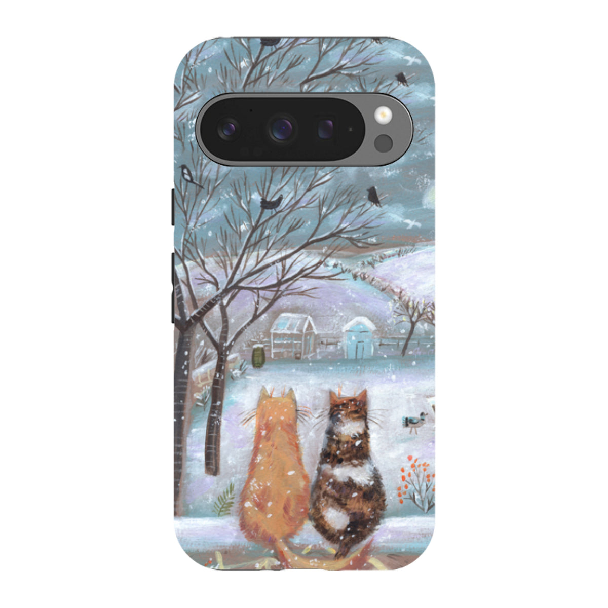 Google Tough Case - Winter Cottage Cats By Mary Stubberfield