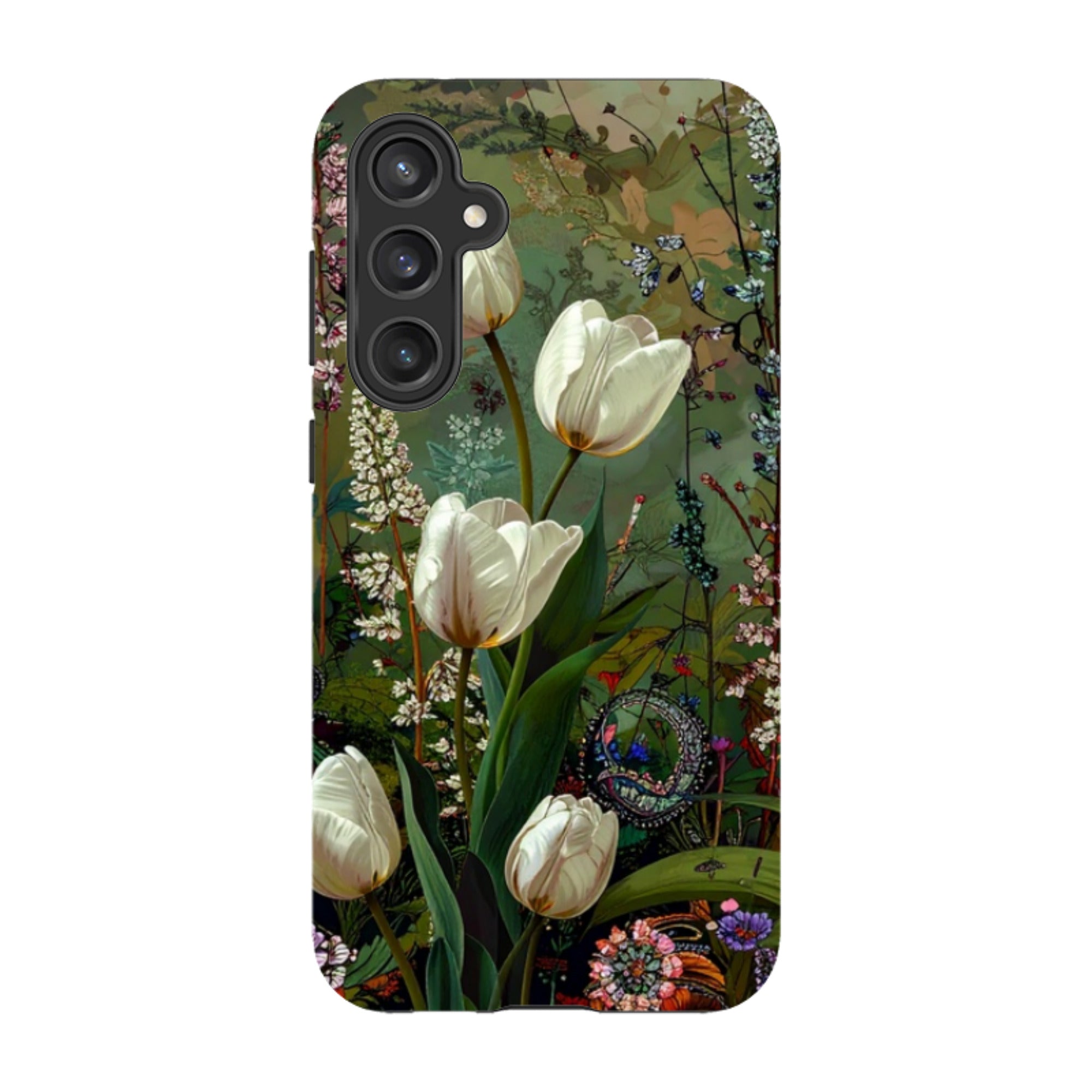 Samsung Tough Case - Green Vyne white Tulips