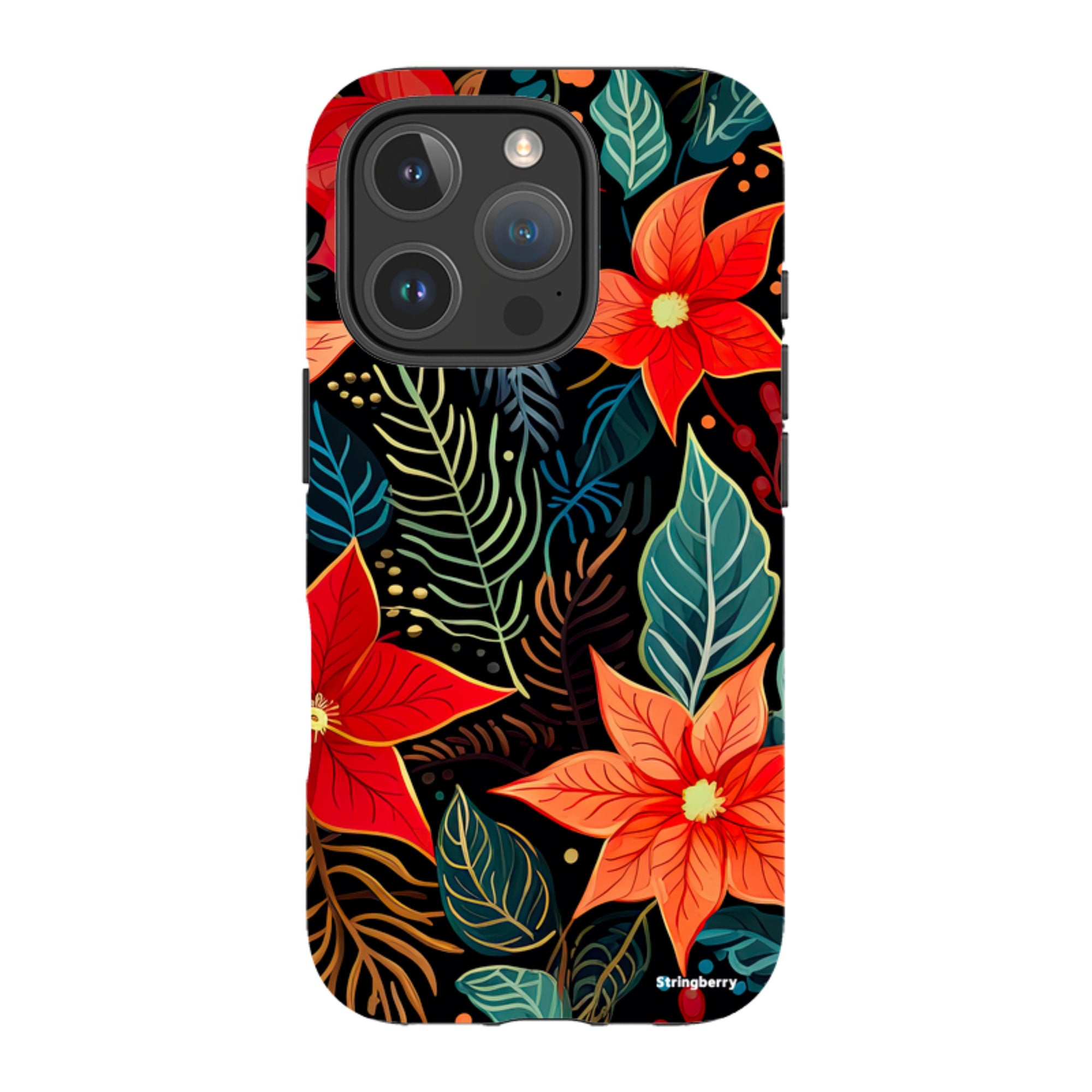 iPhone MagSafe Tough Case - Red Winter Floral