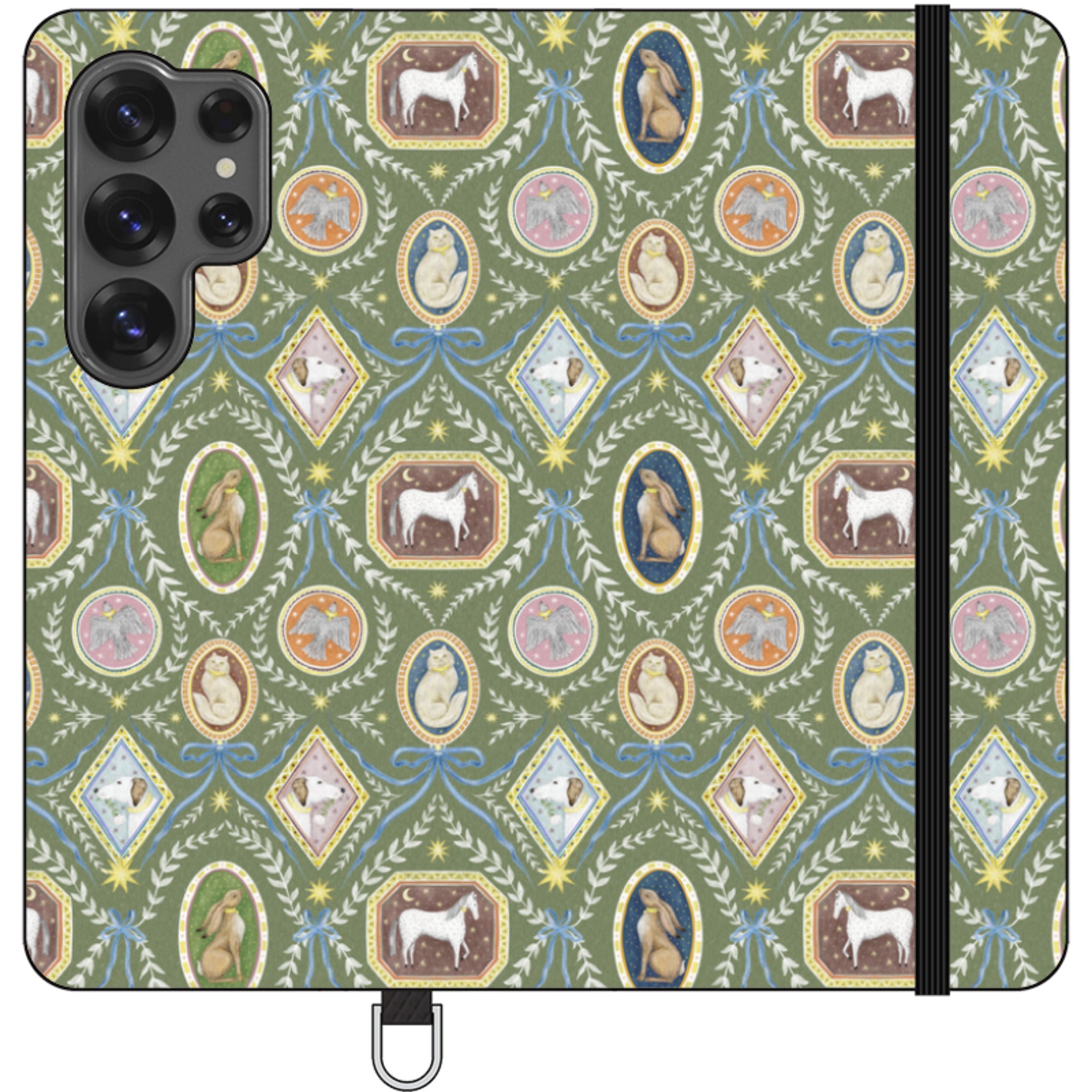 Charleston Moss Green Wallet Case By Catherine Rowe