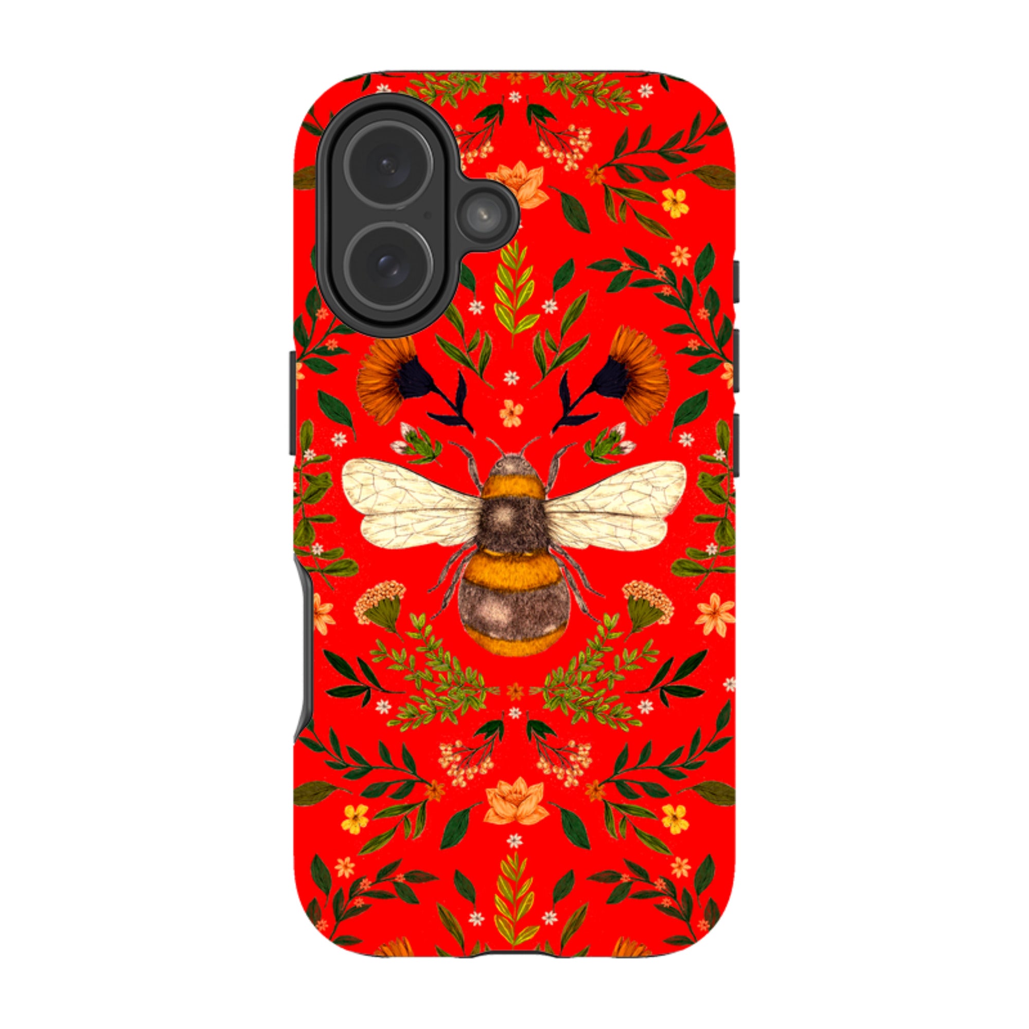 iPhone MagSafe Tough Case -  Botanical Bee Red By Jade Mosinski