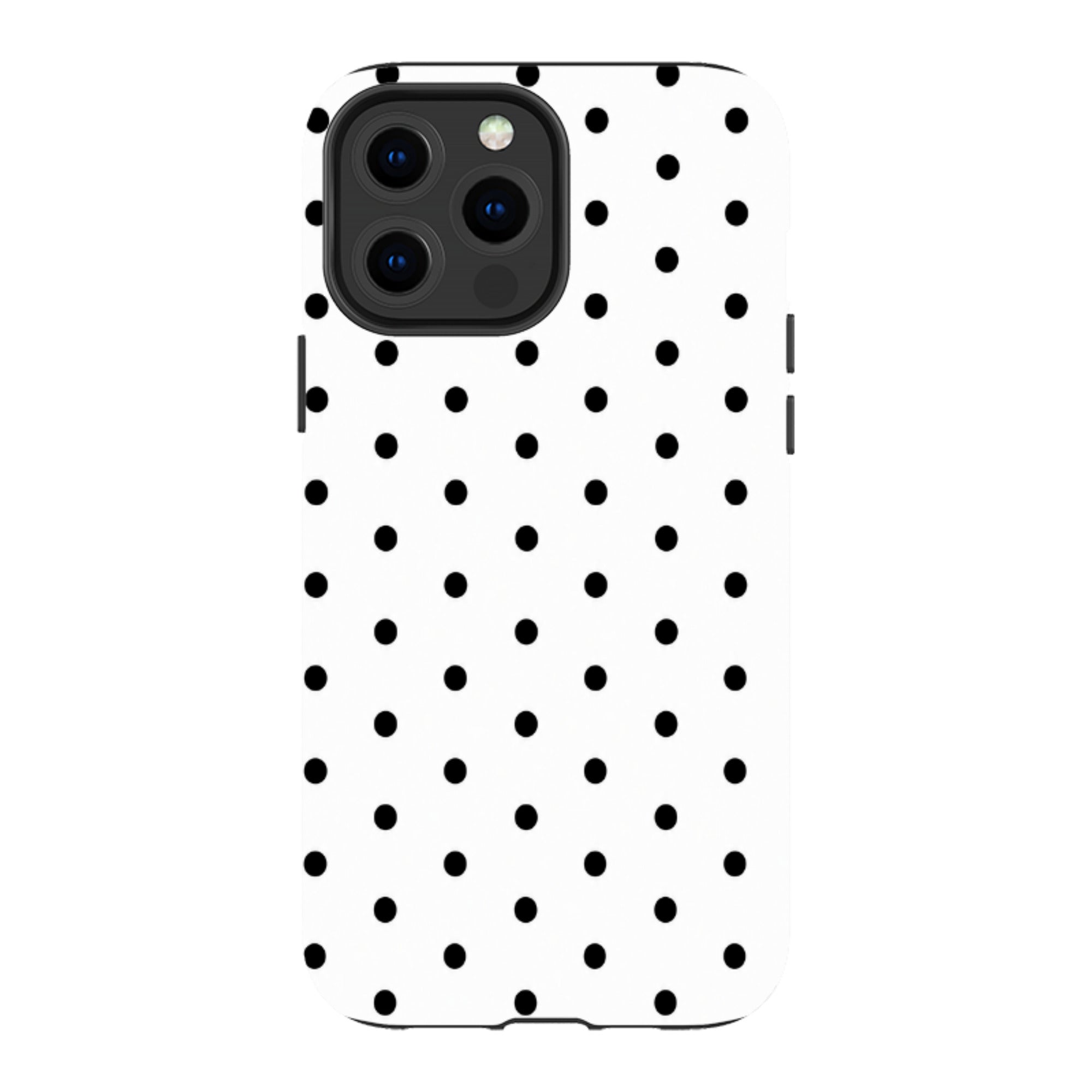 iPhone MagSafe Tough Case - White & Black Polka Dot