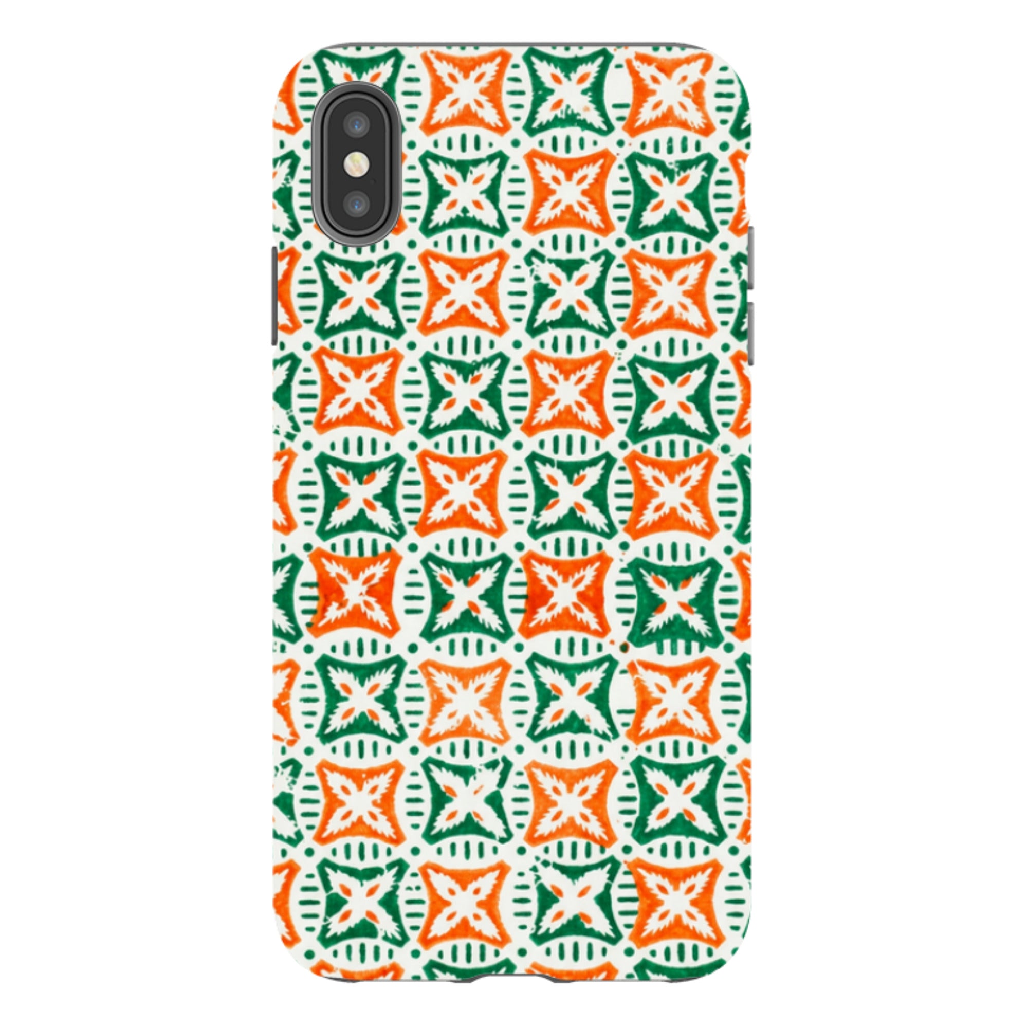 iPhone Tough Case - Orange & Green Tile