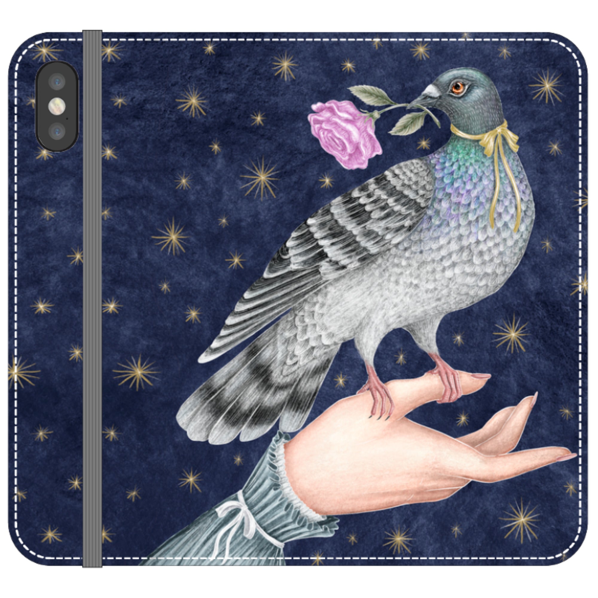 Pigeon With Rose Wallet Case By Catherine Rowe