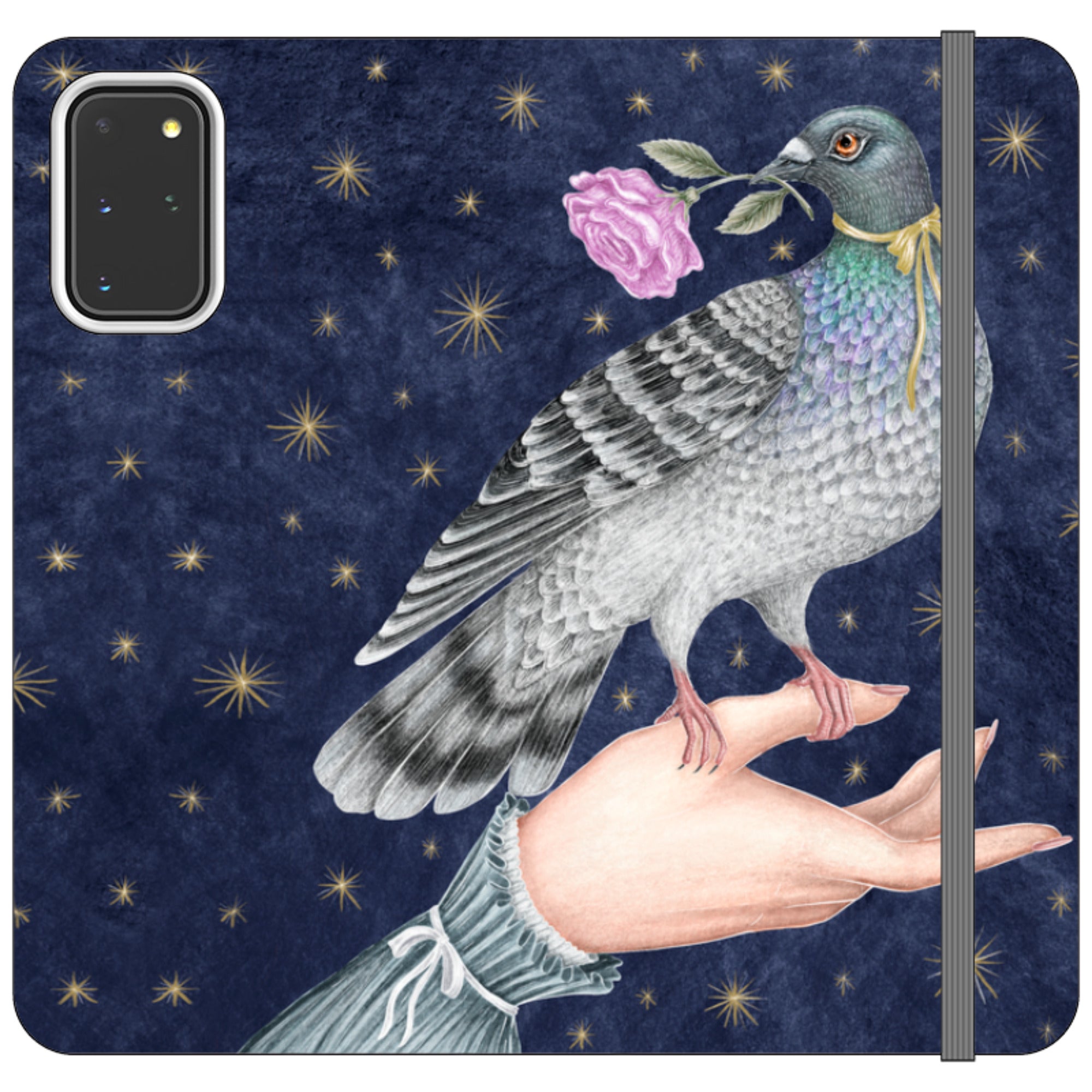 Pigeon With Rose Wallet Case By Catherine Rowe