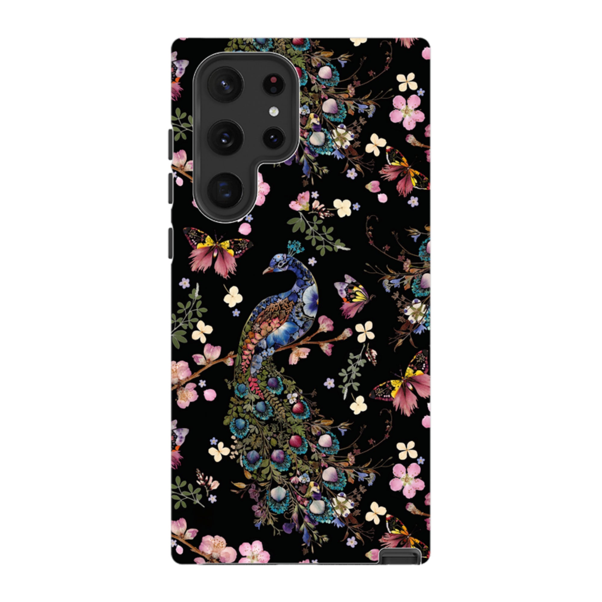 Samsung Tough Case - Peacock and Cherry Blossoms Dark By Helen Ahpornsiri