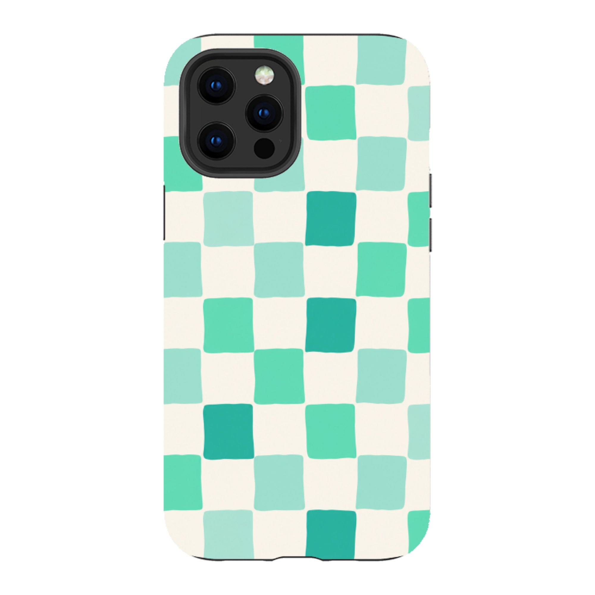 iPhone Tough Case - Mint Green Checkerboard