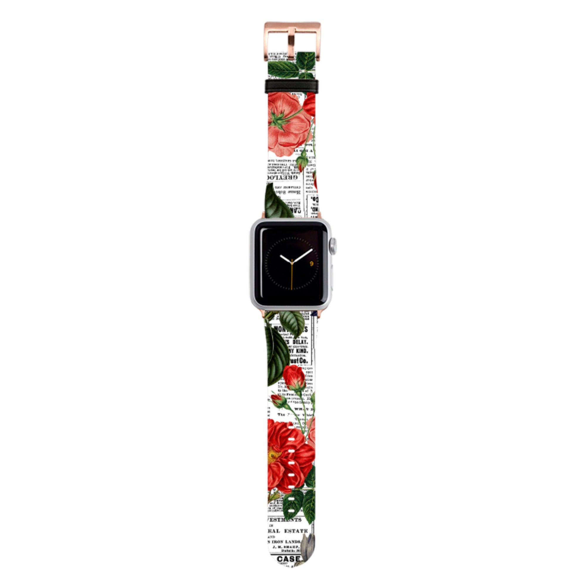 Floral Newsprint Apple Watch Strap