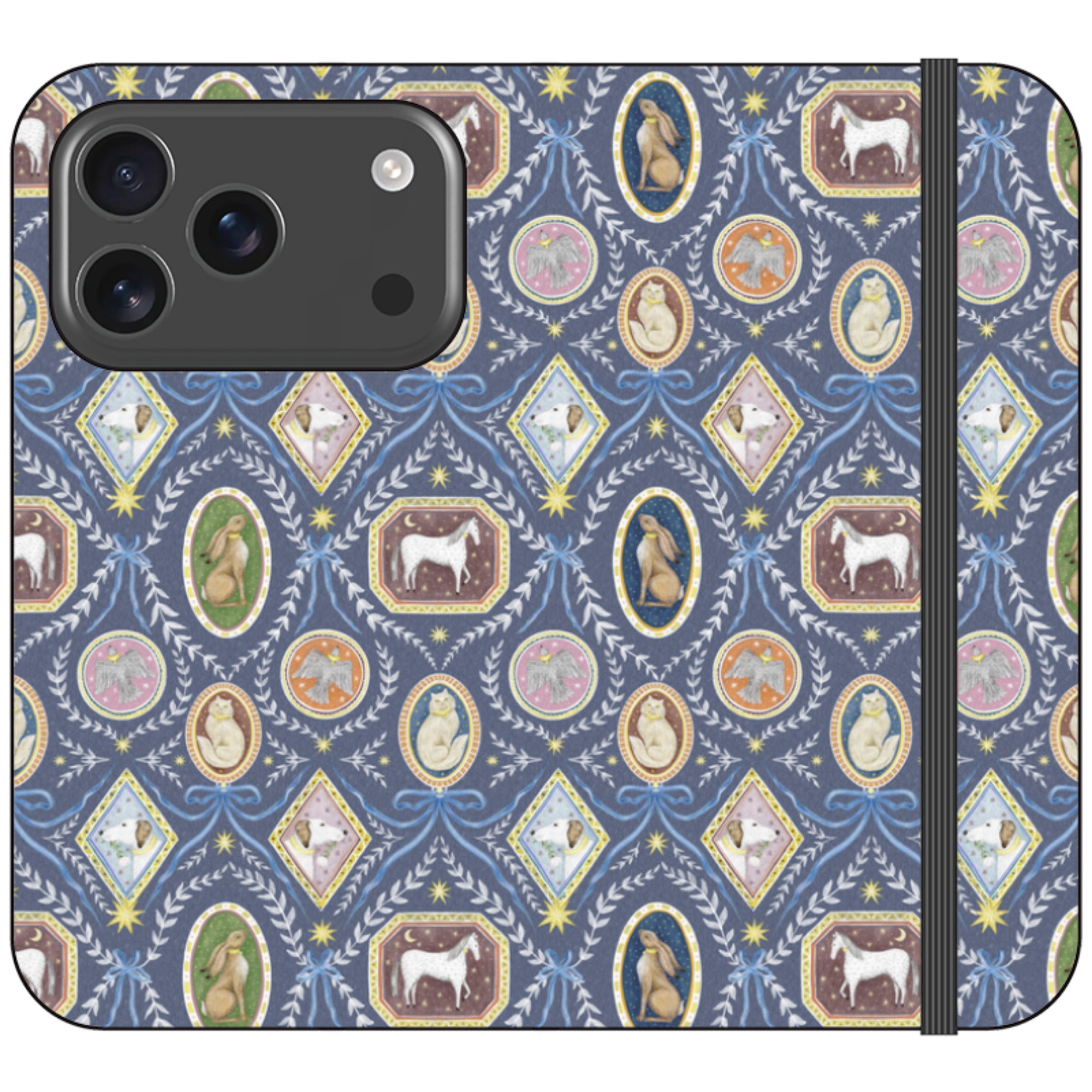 Charleston Dusk Blue Wallet Case By Catherine Rowe