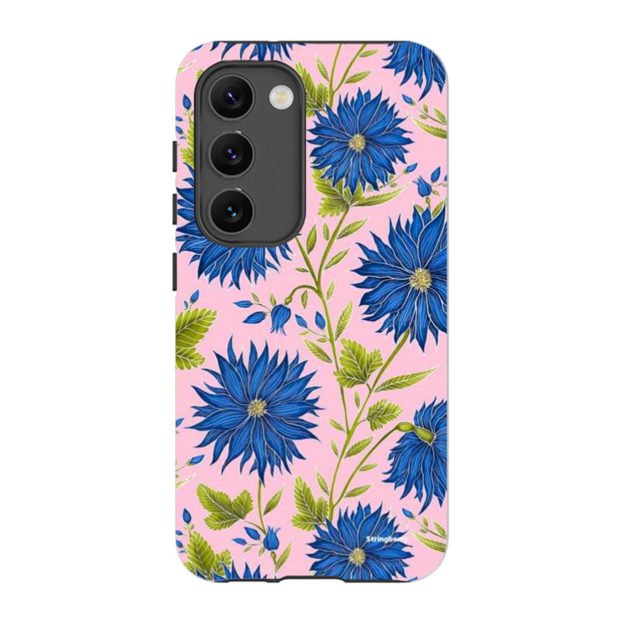 Samsung Tough Case - Blue Flowers Pink By Catherine Rowe