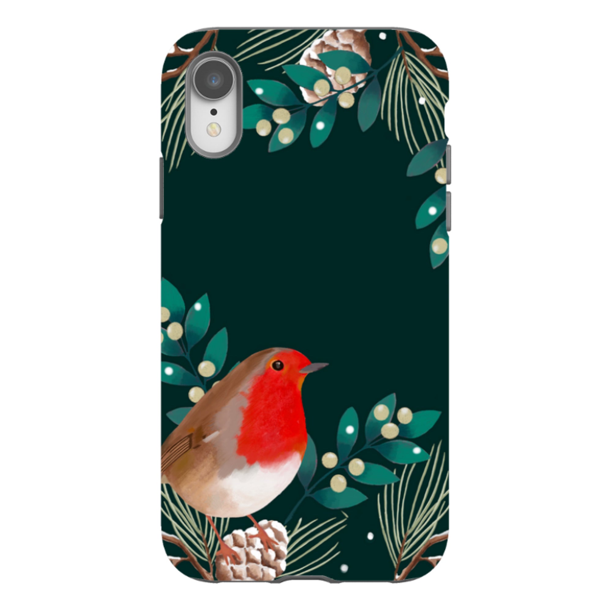 iPhone Tough Case - Robin Pine Cones By Bex Parkin