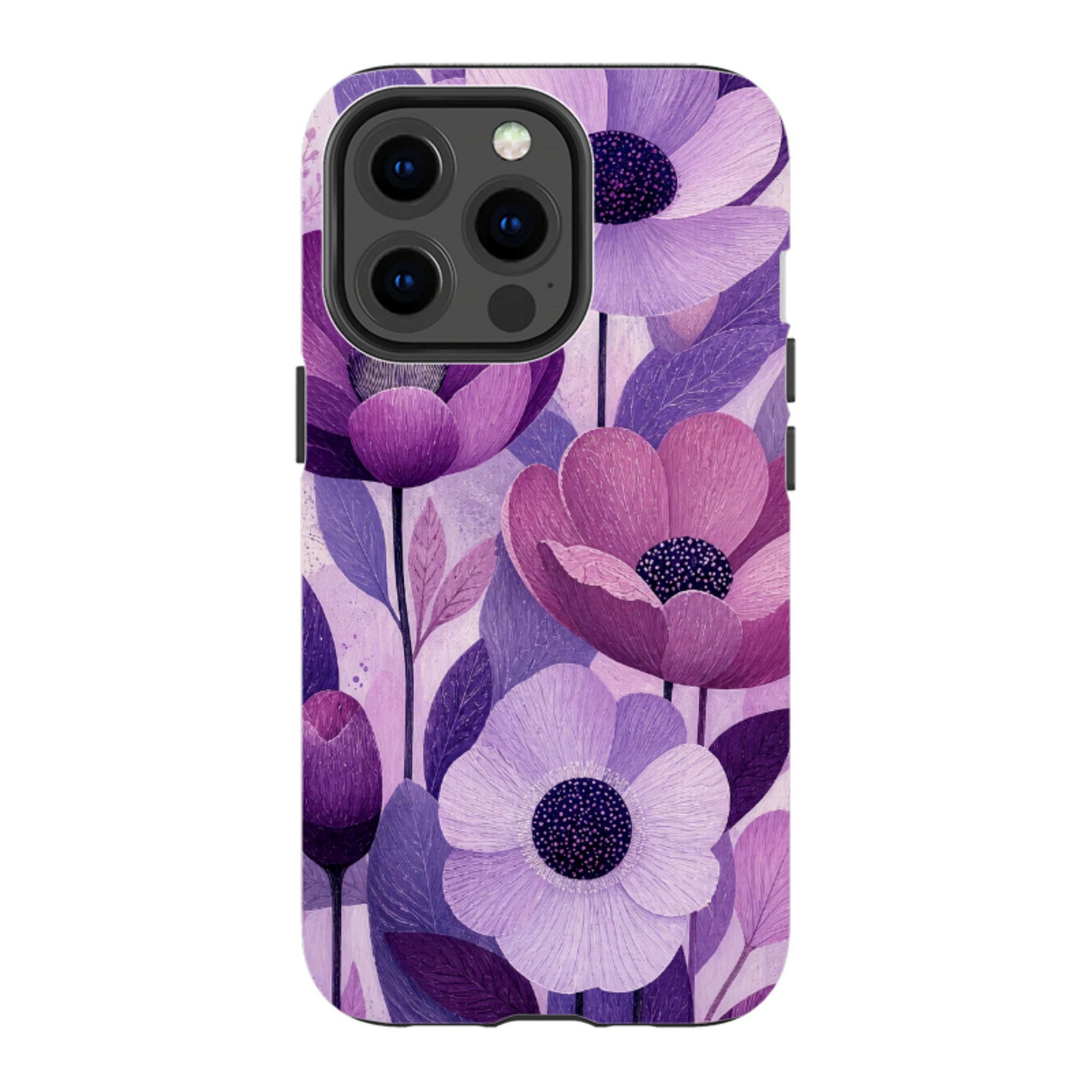 iPhone Tough Case - Purple Woodgrain Floral