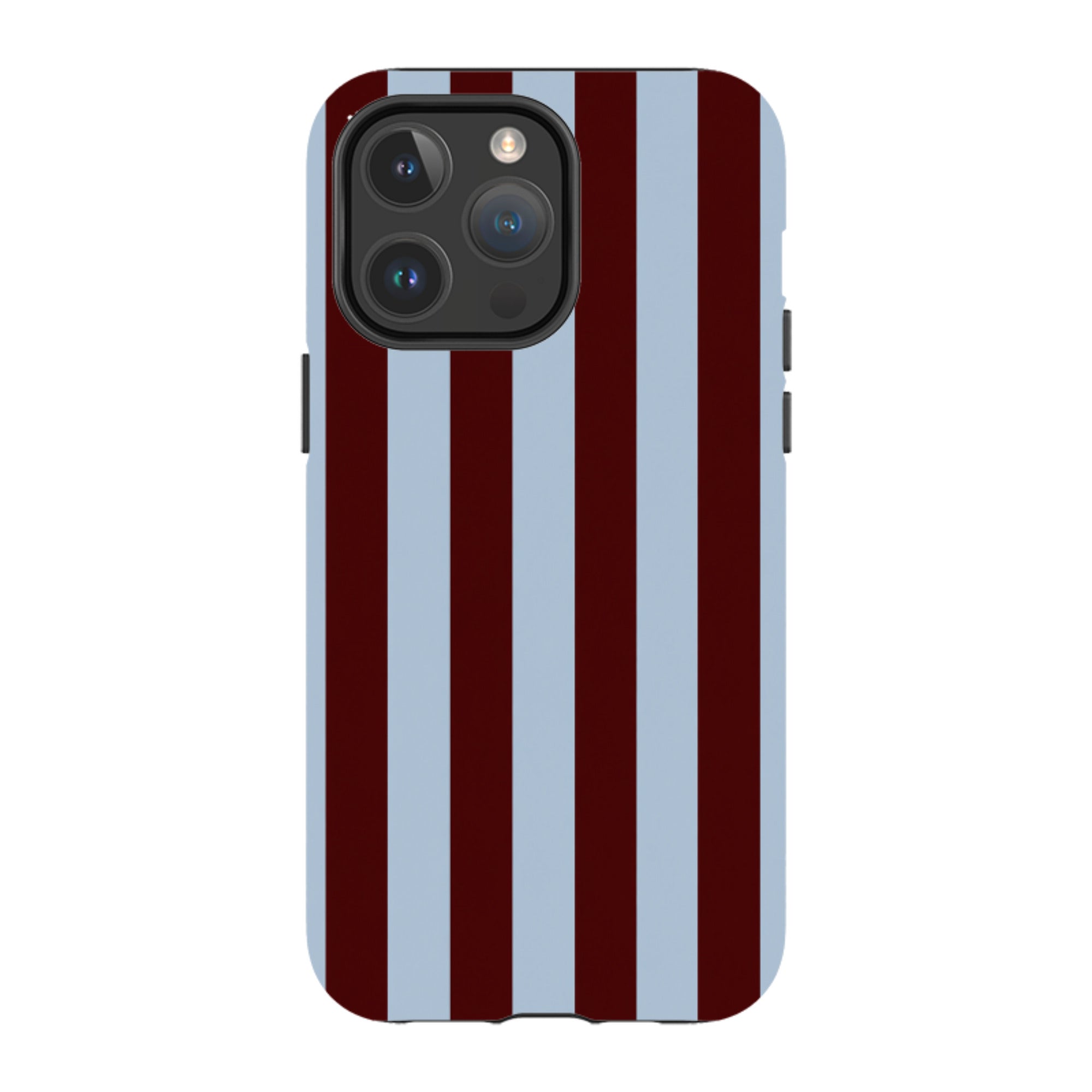 iPhone MagSafe Tough Case - Claret & Sky Blue Stripe