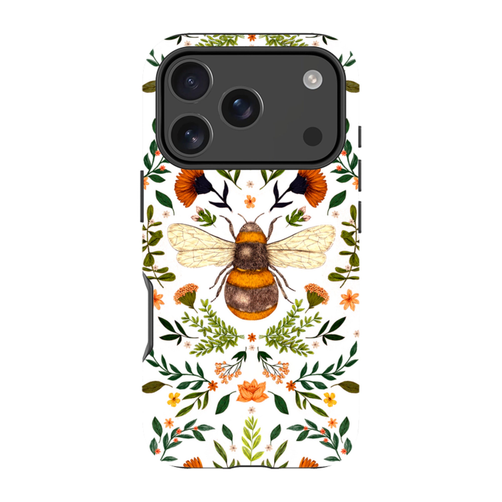 iPhone Tough Case - Botanical Bee White By Jade Mosinski