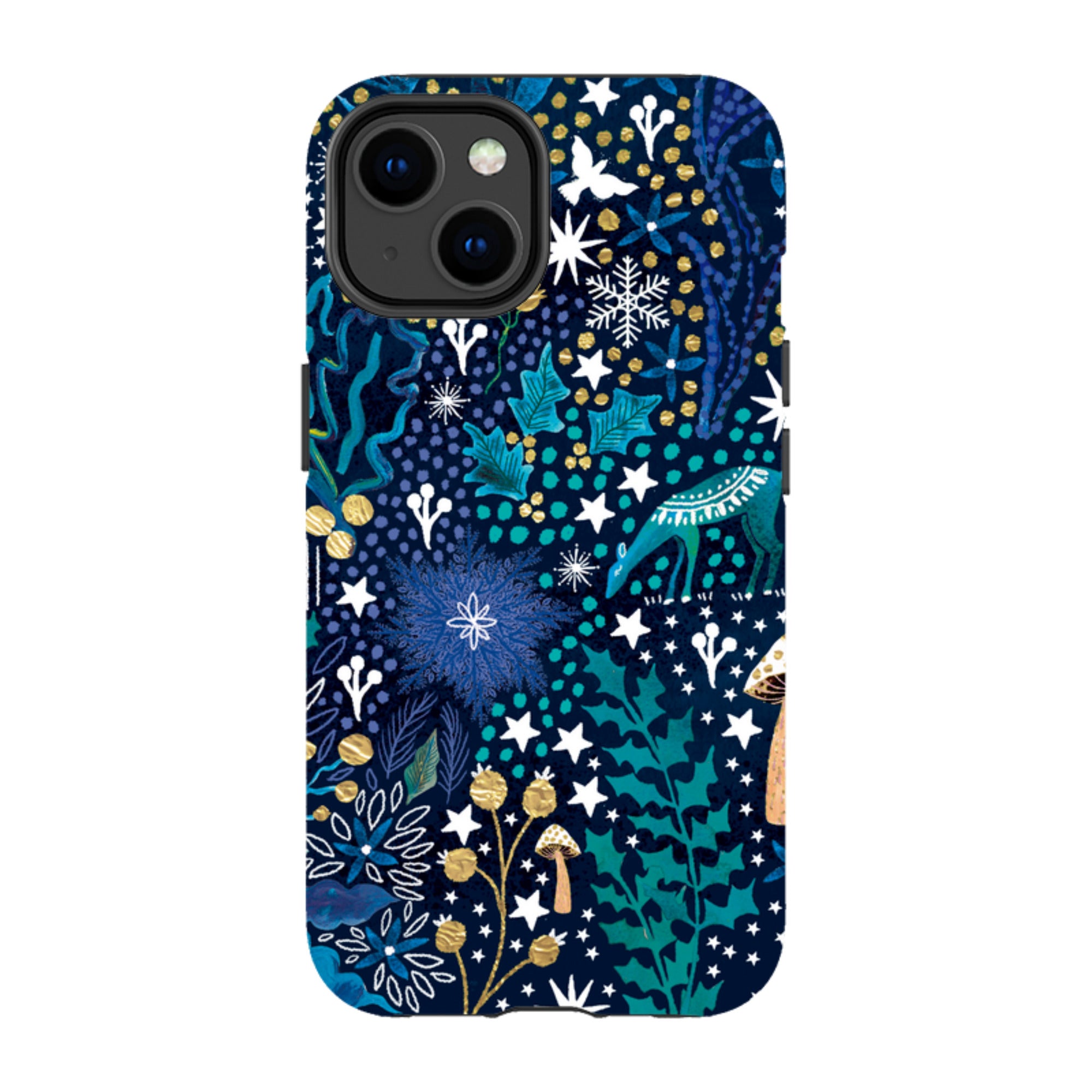 iPhone Tough Case - Winter Flowers Teal By Emma Frances Grant
