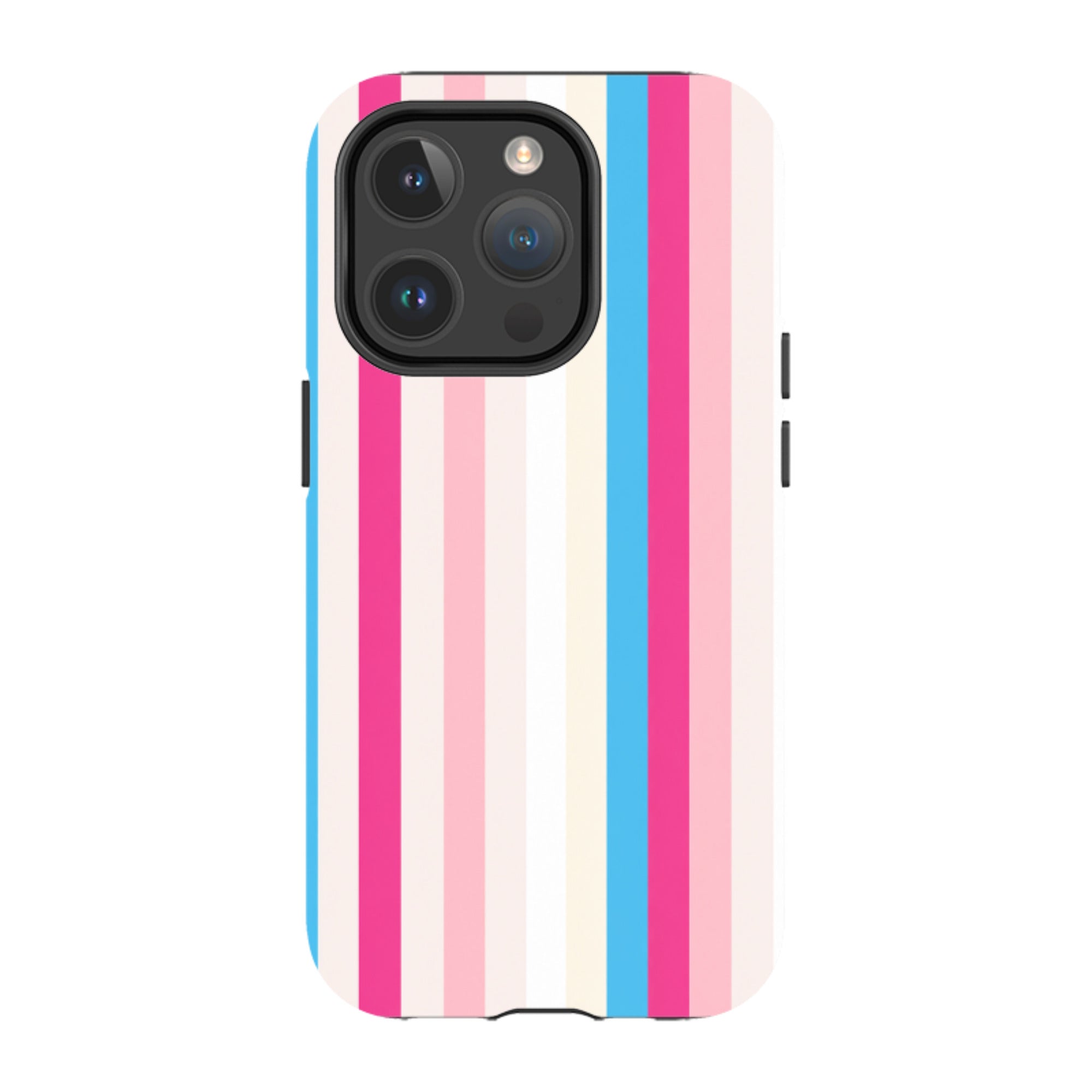 iPhone MagSafe Tough Case - Pink, Blue & Cream Stripe